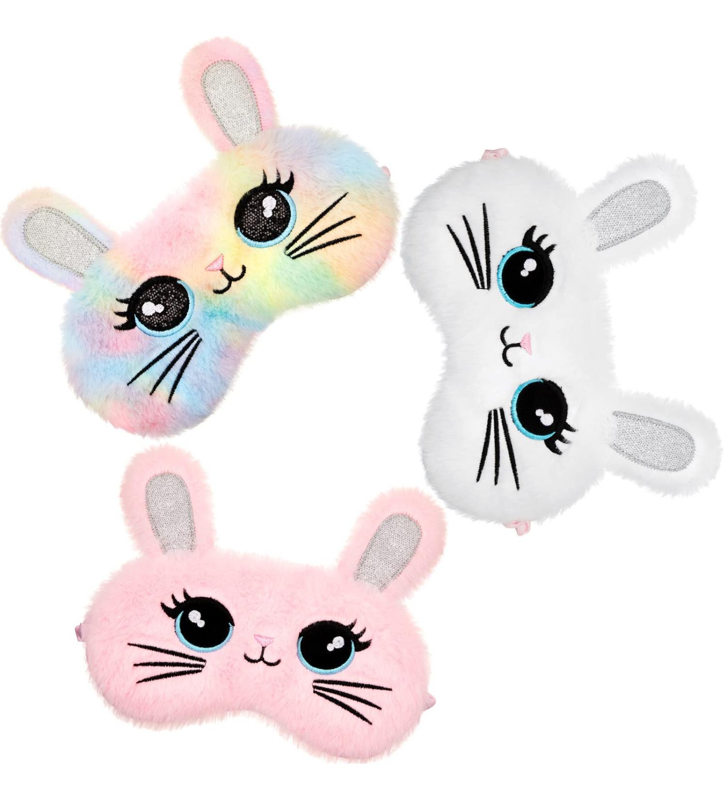 Kids Plush Sleep Mask 3-Pack - Colorful Rabbit Style Eye Cover for Girls - Buy Online on GoSupps.com