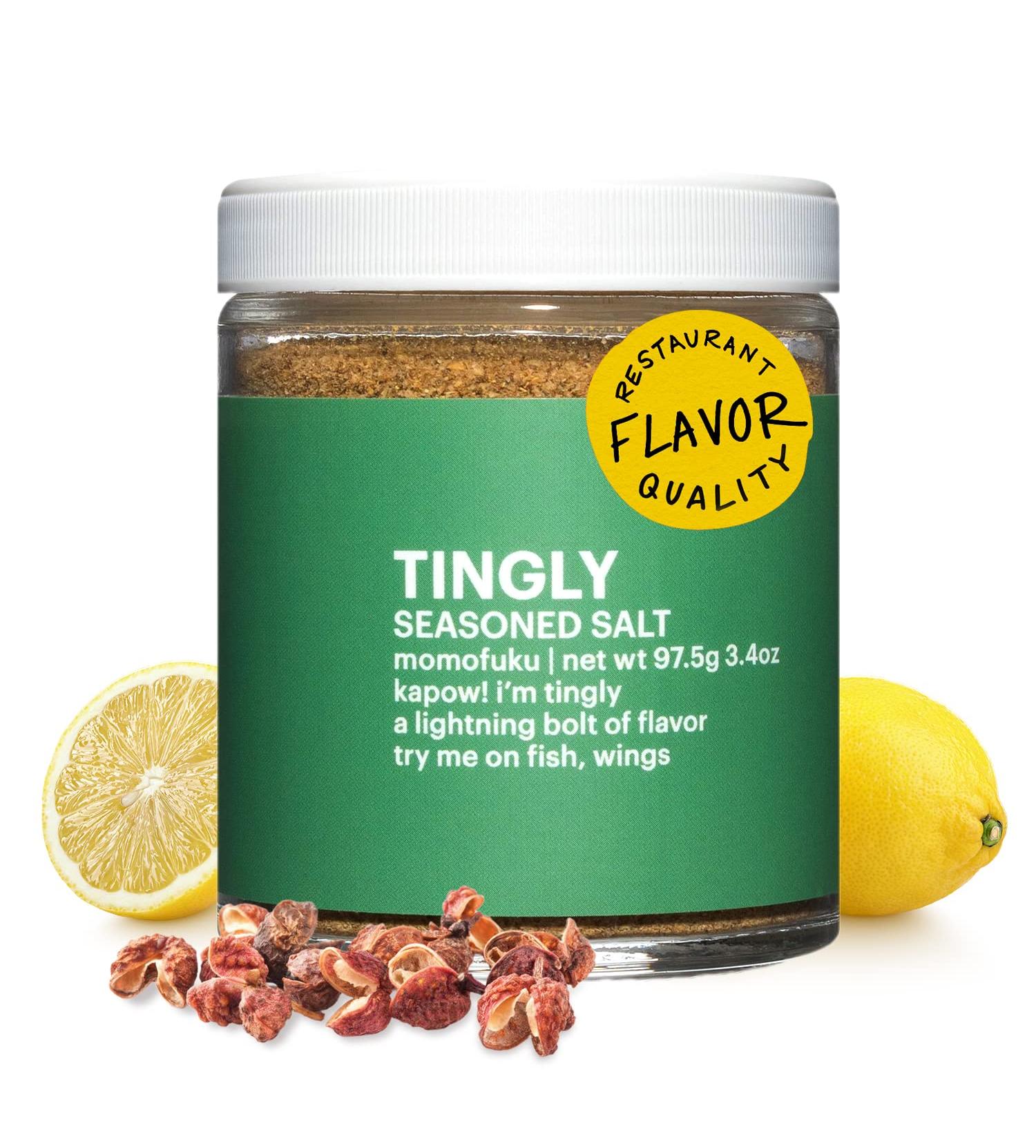 Momofuku Tingly Seasoned Salt by David Chang - 3.4 oz Umami Seasoning for Fish & Chicken Wings - Buy Online on GoSupps.com