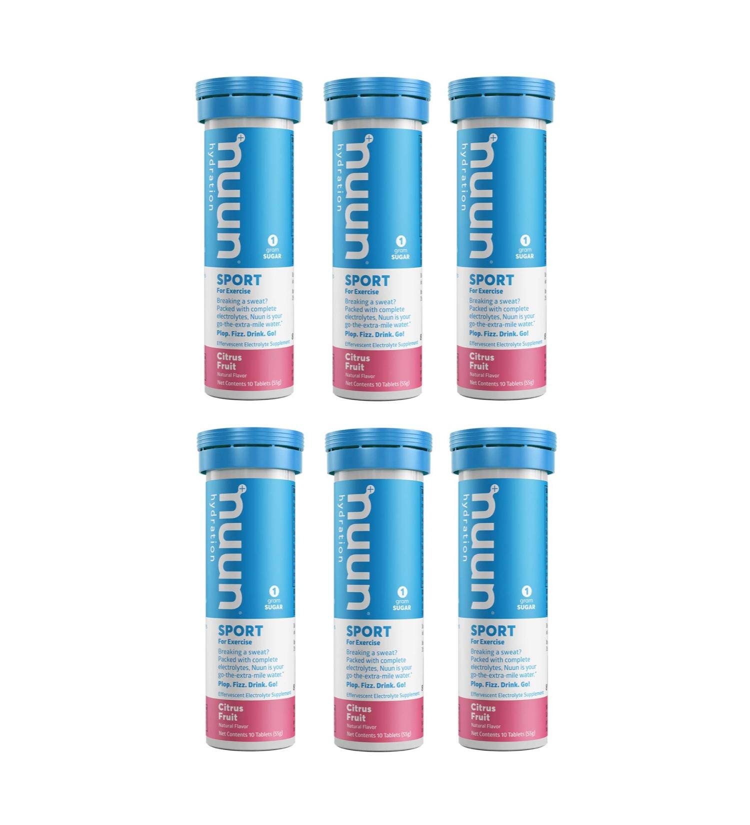 Nuun Active Citrus Fruit Electrolyte Tablets - 6-Pack of 10 | Hydration for Fitness & Travel | International Shipping Available - Buy Online on GoSupps.com