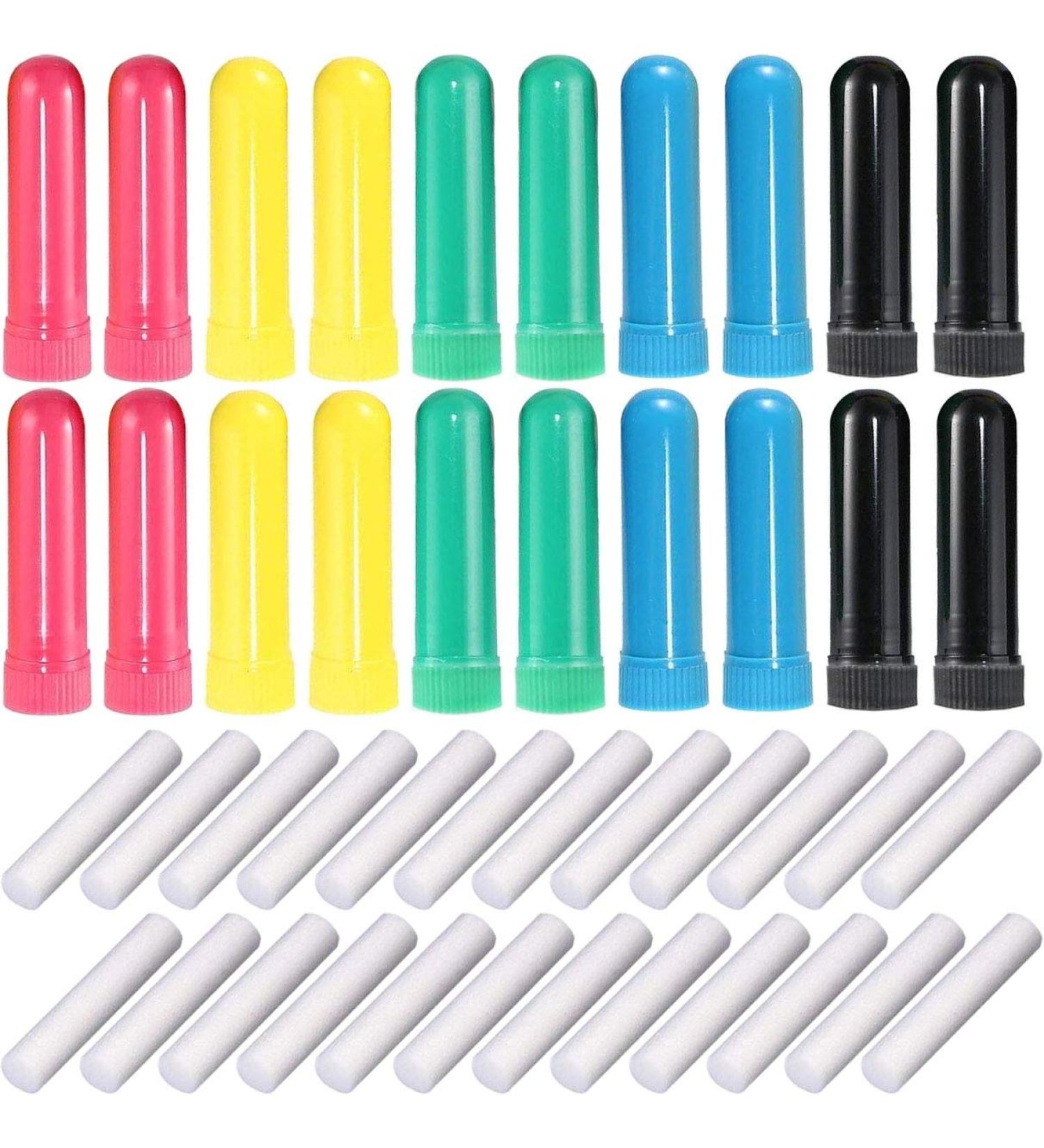 Onwon 24 Pcs Essential Oil Inhaler Blanks with Unscented Wicks - Assorted Colors - Buy Online on GoSupps.com