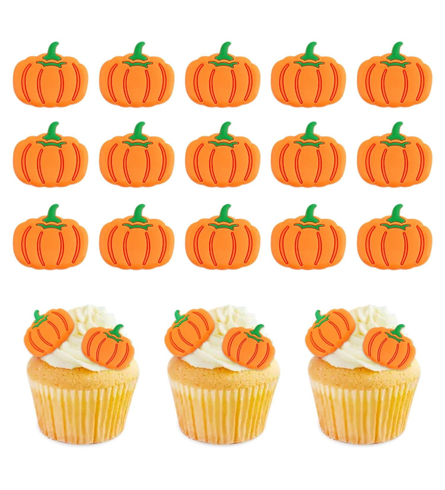 Keaziu 25 Pack Pumpkin Cupcake Toppers Boy Baby Shower Decorations Pumpkin Birthday Decorations Cupcake Picks Pumpkin Gender Reveal Cupcake Toppers Orange Orange 5
