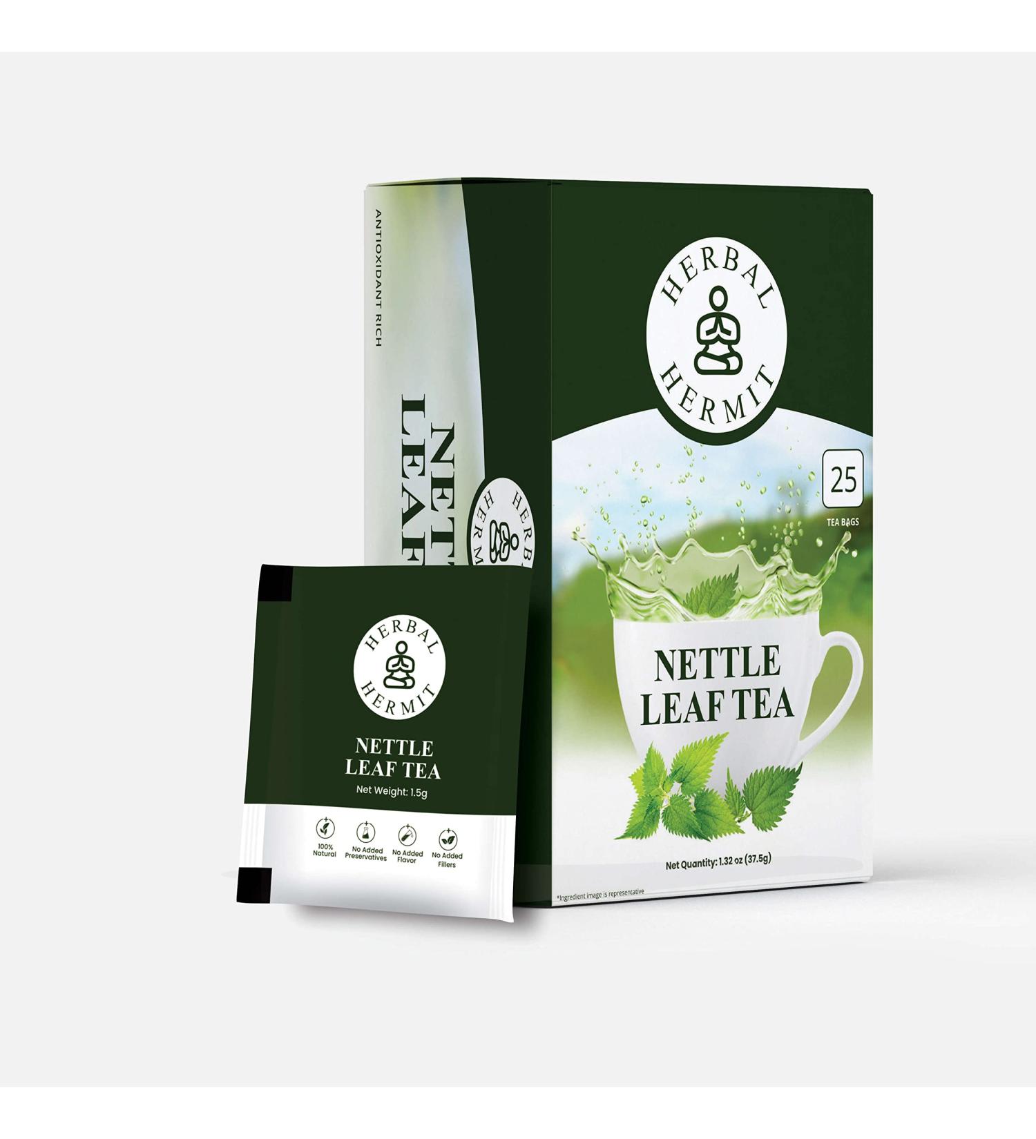 Stinging Nettle Leaf Tea - 25 Individually Wrapped Tea Bags with Natural Wild Nettle Herb - Buy Online on GoSupps.com