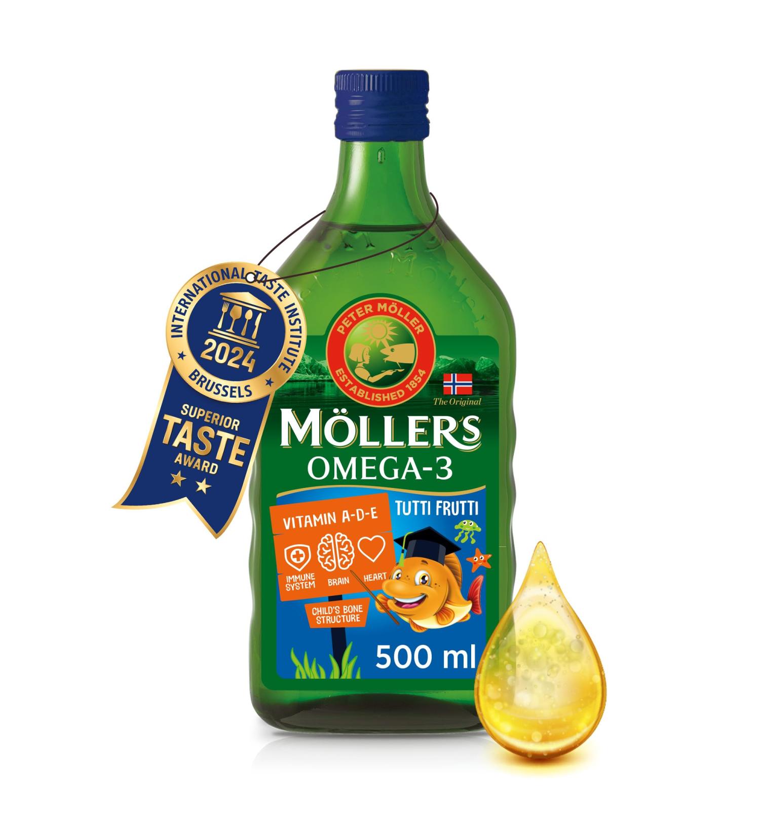 Moller s | Omega 3 for kids Cod Liver Oil | Nordic Omega-3 Dietary Supplements with EPA DHA Vitamin A D & E | Pure Natural cod Liver Oil Liquid | 166-year-old-brand | Tutti Frutti Taste | 500 ml Tutti Frutti 500 ml (Pack of 1) - Buy Online on GoSupps.com