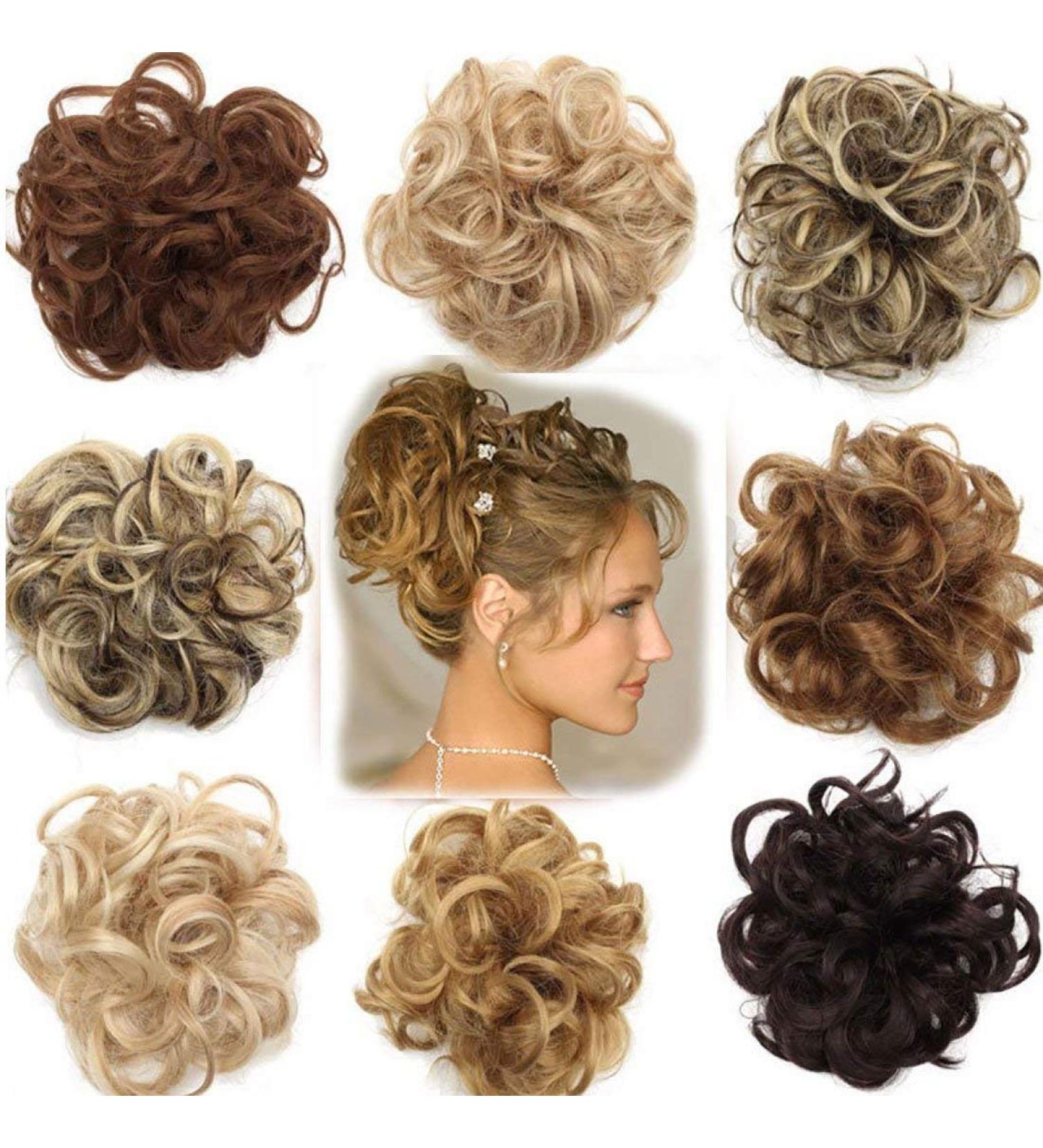 Scrunchy Messy Hair Bun Updo Extension in Dark Blonde & Ash Blonde - Buy Online on GoSupps.com