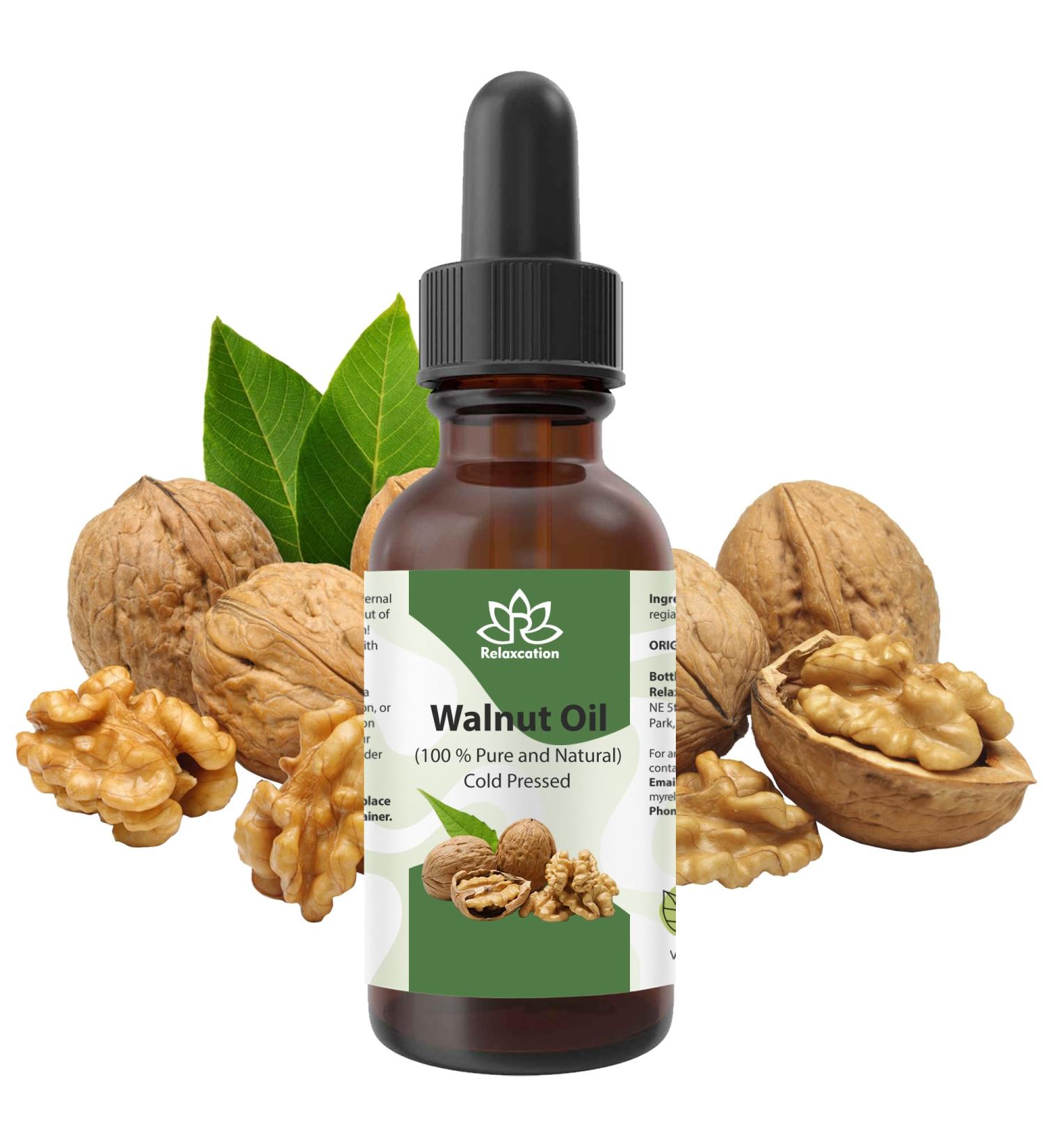 Relaxcation Pure Walnut Oil Cold Pressed Unrefined Plant Oil for Face Hair Nails & Body | Natural Carrier for Blends Glow Routines & Daily Use | Vegan & Organic (4 oz) 4 Fl Oz (Pack of 1) - Buy Online on GoSupps.com