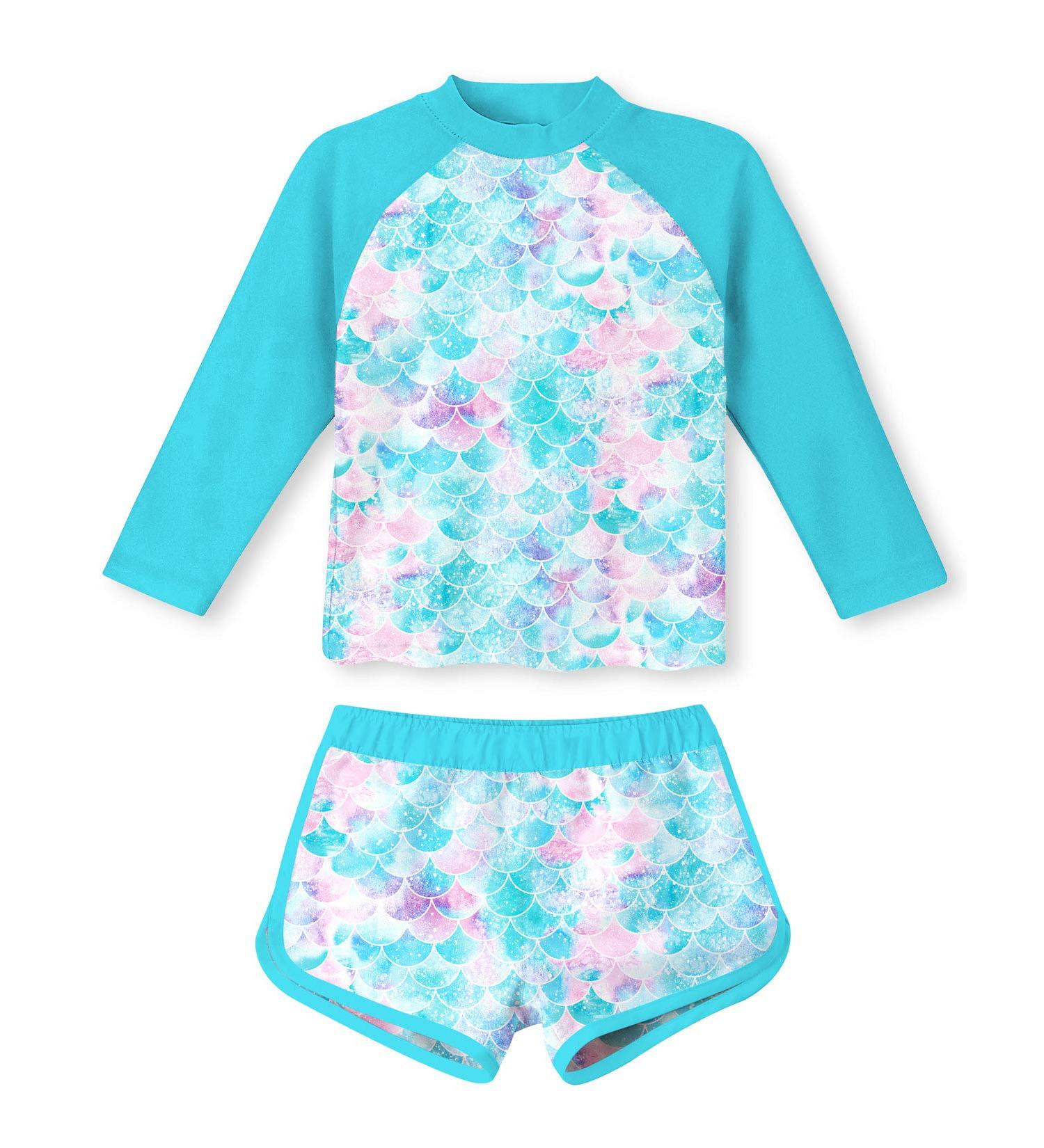 TUONROAD Girls Long Sleeve Two Piece Swimsuit UPF 50+ Protection - Blue Mermaid - 7-8 Years - Buy Online on GoSupps.com