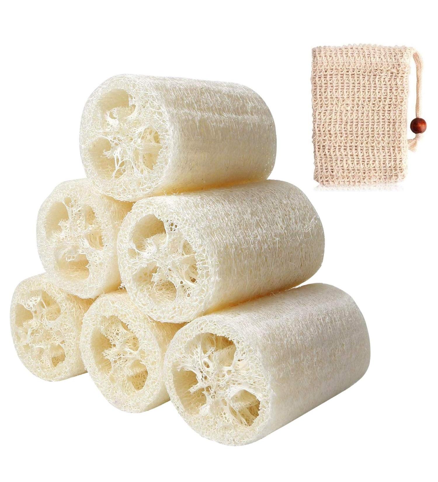beihuazi Luffa Sponge Set - Natural Cucumber Loofah & Sisal Soap Bag for Spa Body Scrub and Kitchen Use | 2 Pieces  - Buy Online on GoSupps.com