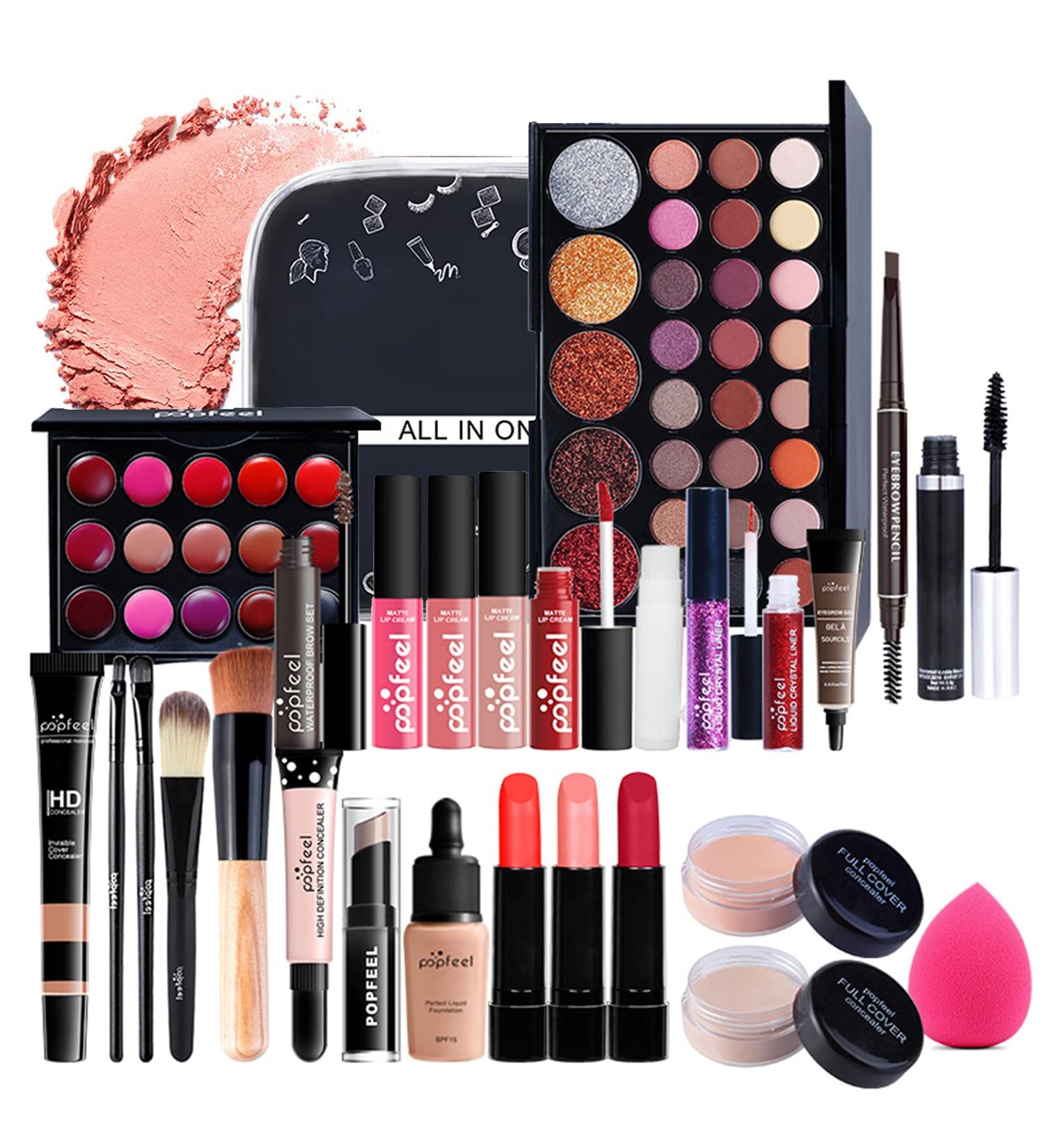 Versatile Makeup Set - Wood Collection | Travel Cosmetics Case | Perfect Birthday & Christmas Gift | Eyeshadow Palette & Lipstick - Buy Online on GoSupps.com