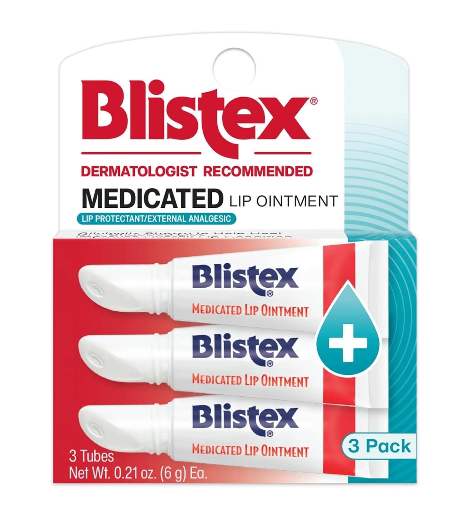 Blistex Medicated Lip Ointment 0.21 Ounce Tube Relieves Cold Sores & Helps Heal Dry Chapped Lips Pain Relief from Lip Sores & Blisters Healing Ointment 3 Count(1 Pack) - Buy Online on GoSupps.com