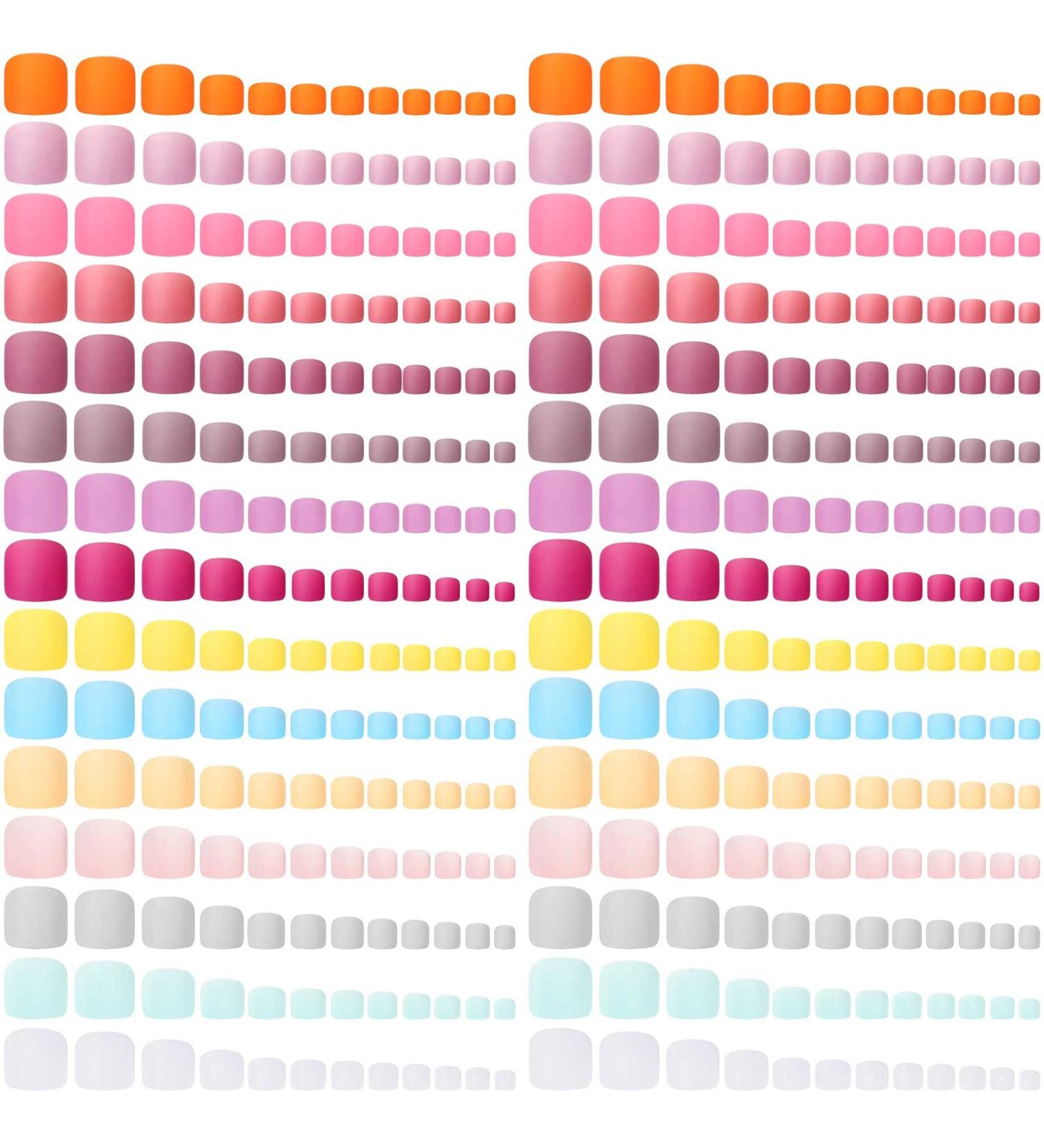 420 Matte Toenail False Toe Nail Tips - 15 Sets Fresh Color Full Cover Fake Nails - Buy Online on GoSupps.com