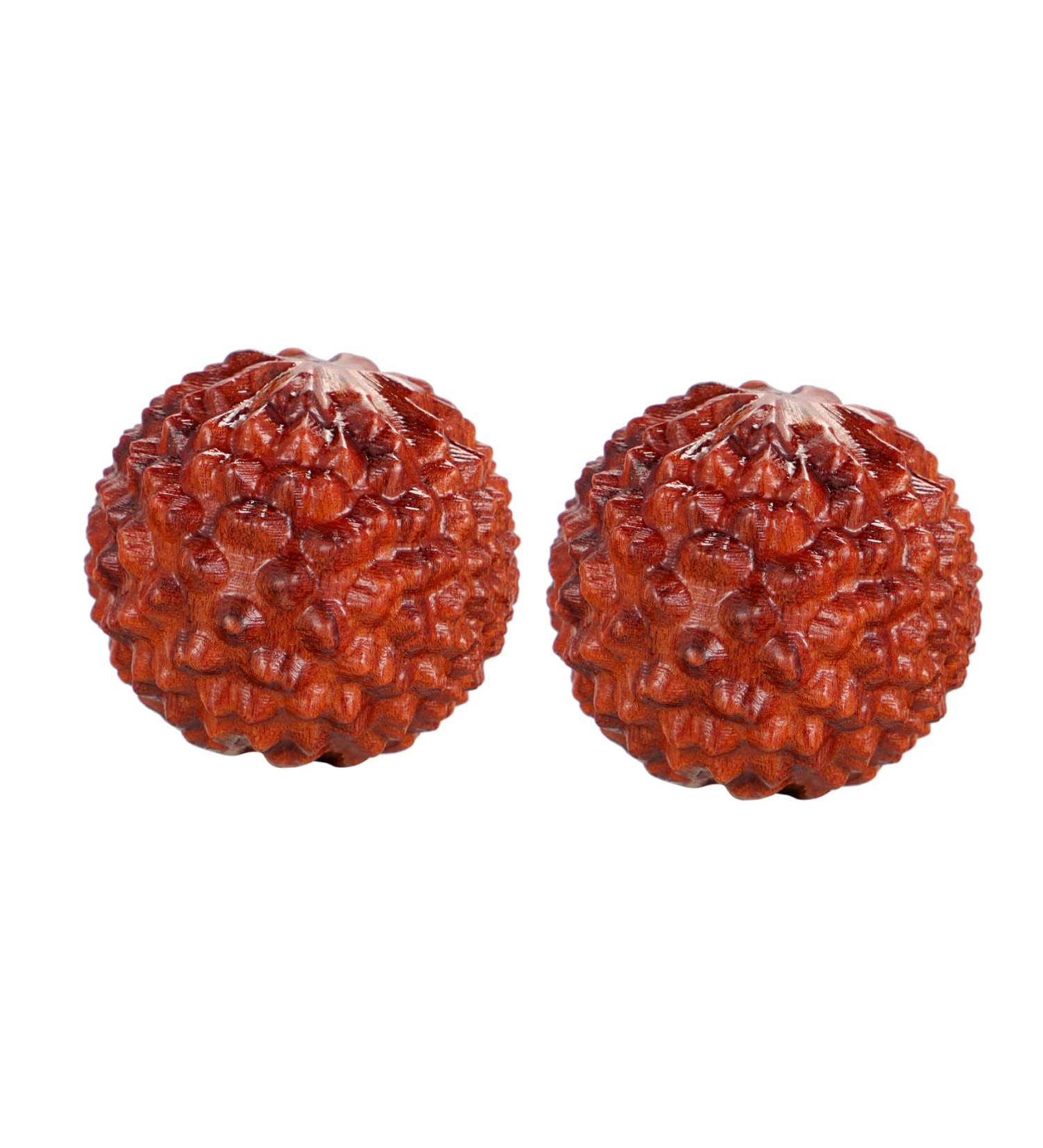 GLEAVI 4pcs Wooden Baoding Balls - Hand Massage & Stress Relief | Litchi Carving Crafts for Zen Meditation & Relaxation - Buy Online on GoSupps.com