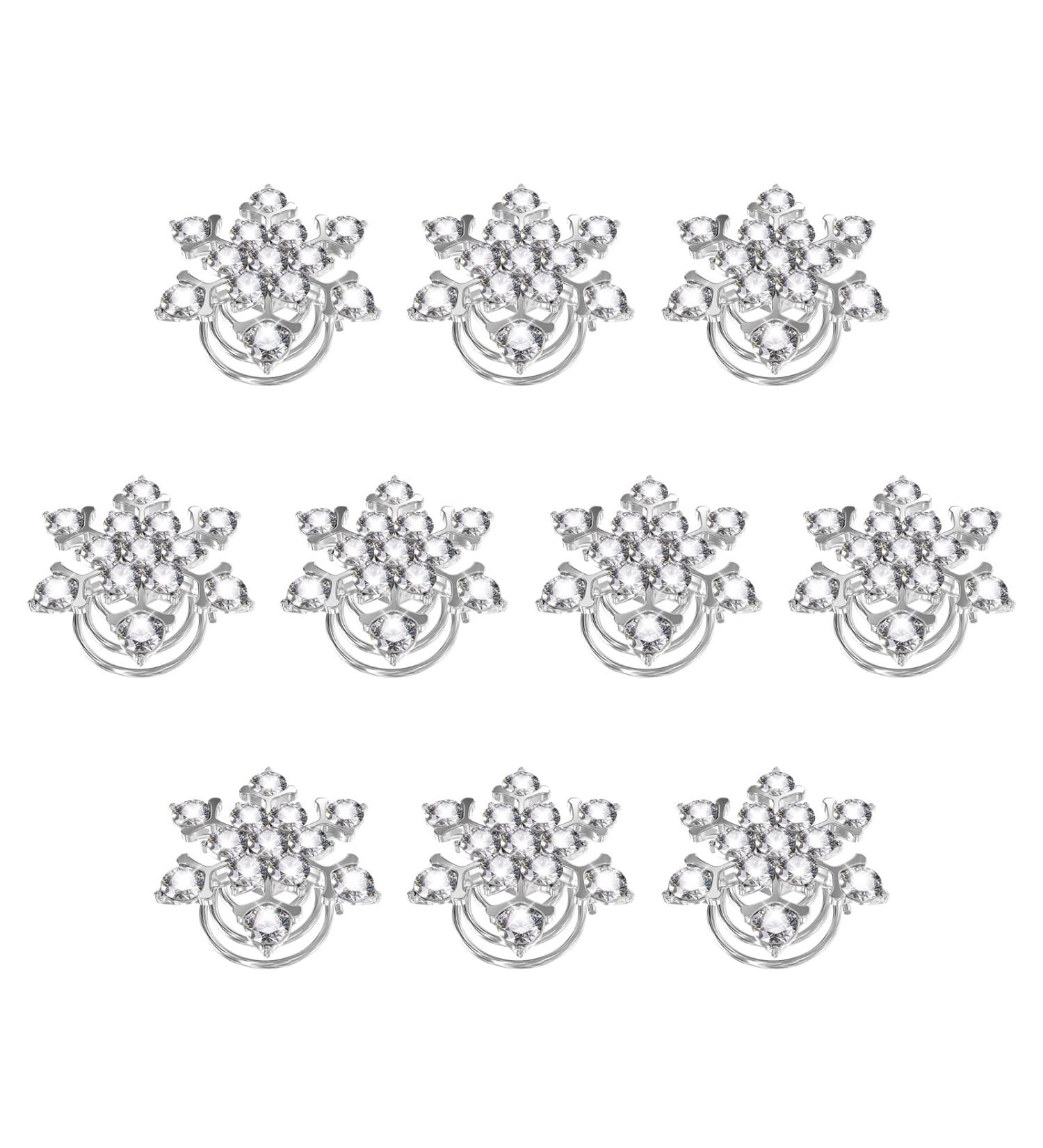 Lurrose 10pcs Crystal Spiral Hair Clips - Elegant Snowflake Hairpins for Women, Bridesmaid, and Bride - Buy Online on GoSupps.com