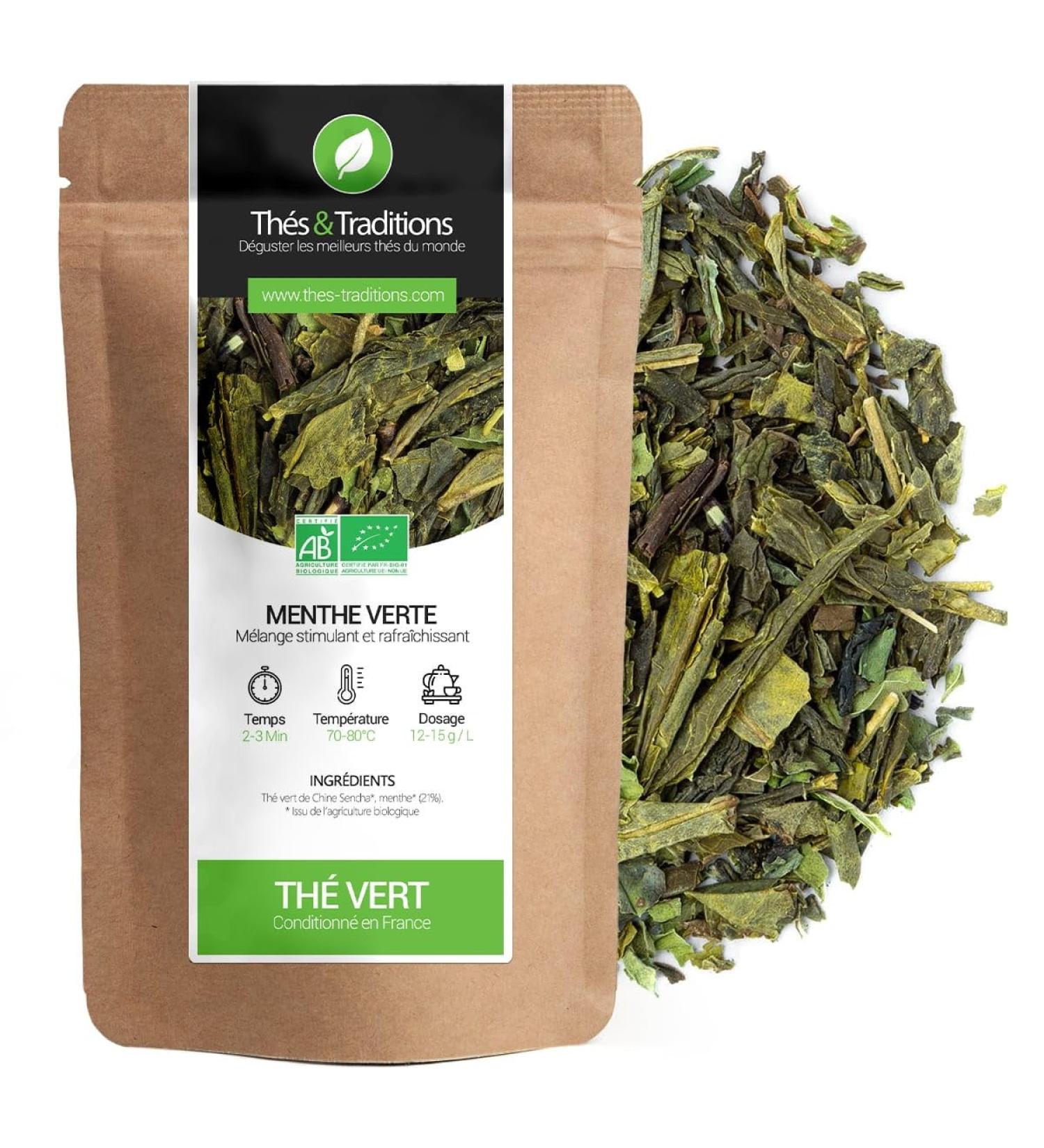  Th s & Traditions Organic Spearmint Tea | 100g Loose Leaf Bag | Certified Organic Farming  - Buy Online on GoSupps.com