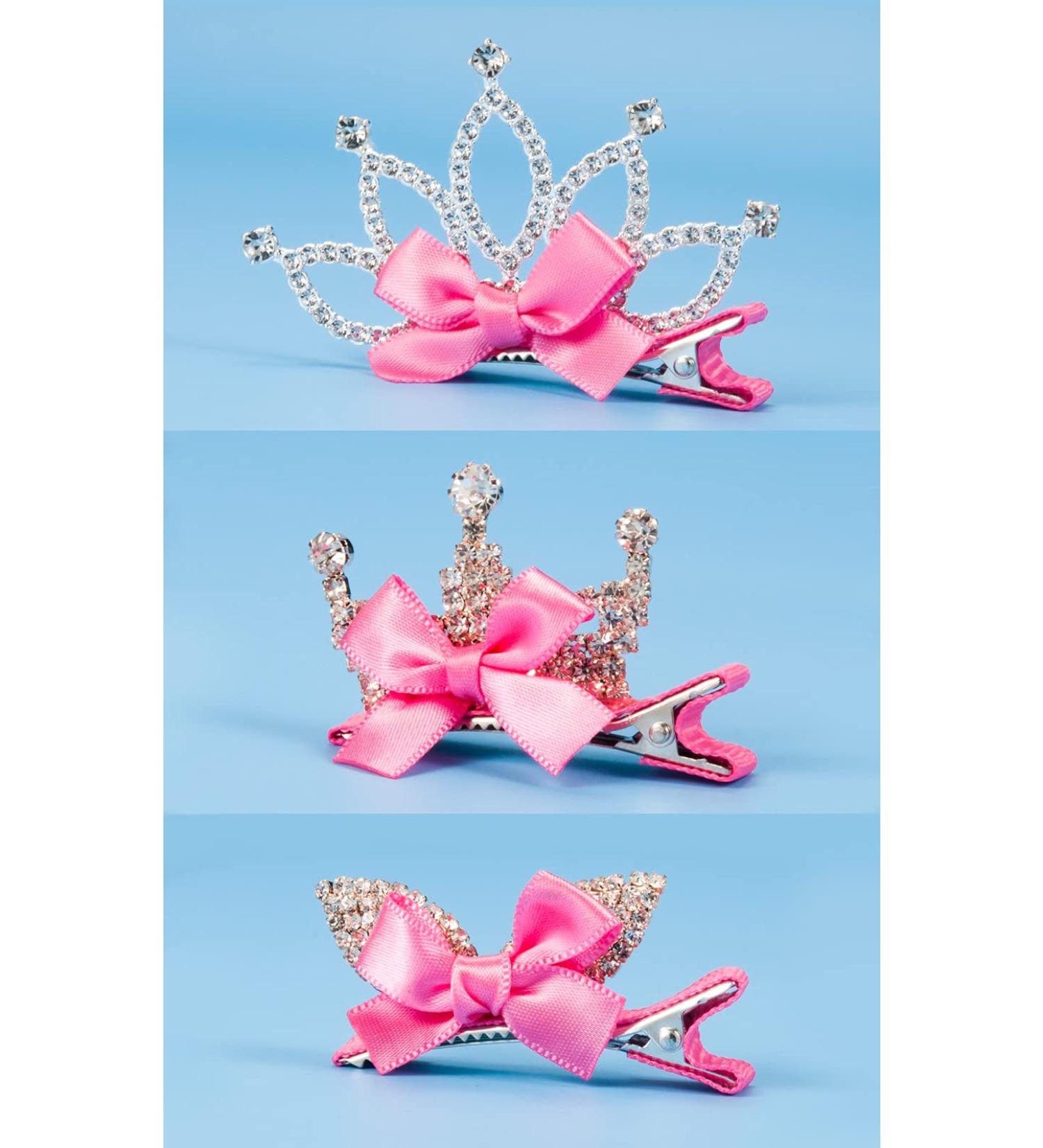 Shop Anewish 3-Piece Strass Hair Clips Set Glitter Crown & Rabbit Ears Bowknot for Girls | Pink Hair Jewelry - International Shipping Available - Buy Online on GoSupps.com
