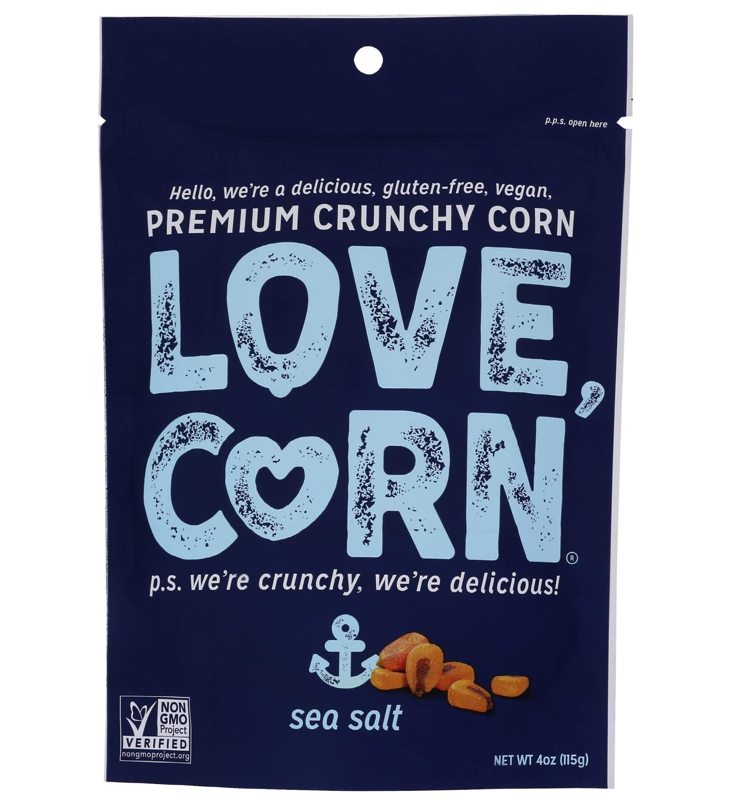 Love Corn Sea Salt Snack - 4 Ounce Crunchy Corn Treat - Buy Online on GoSupps.com