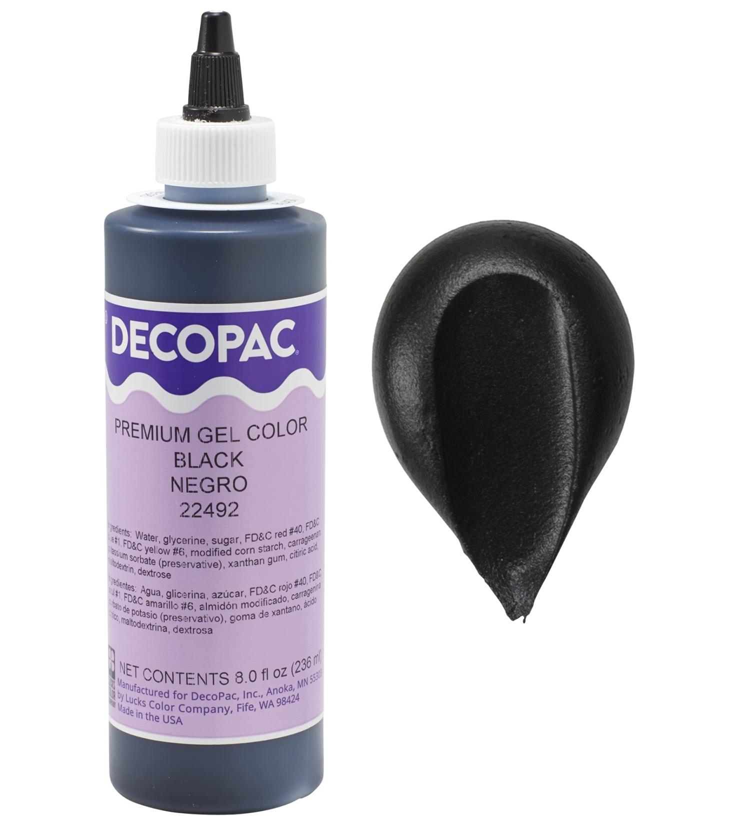 DECOPAC Premium Gel Food Color 8oz - Black | Edible Coloring for Buttercream, Whipped Icing, Fondant & Piping Gel - Buy Online on GoSupps.com