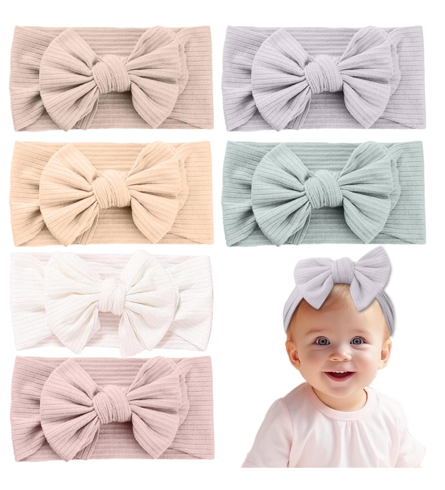 Buy Borisca 6-Piece Baby Hair Bands | Soft Nylon Turban Headbands for Newborns & Toddlers | Multi-Colored Stretchable Hair Accessories - Buy Online on GoSupps.com