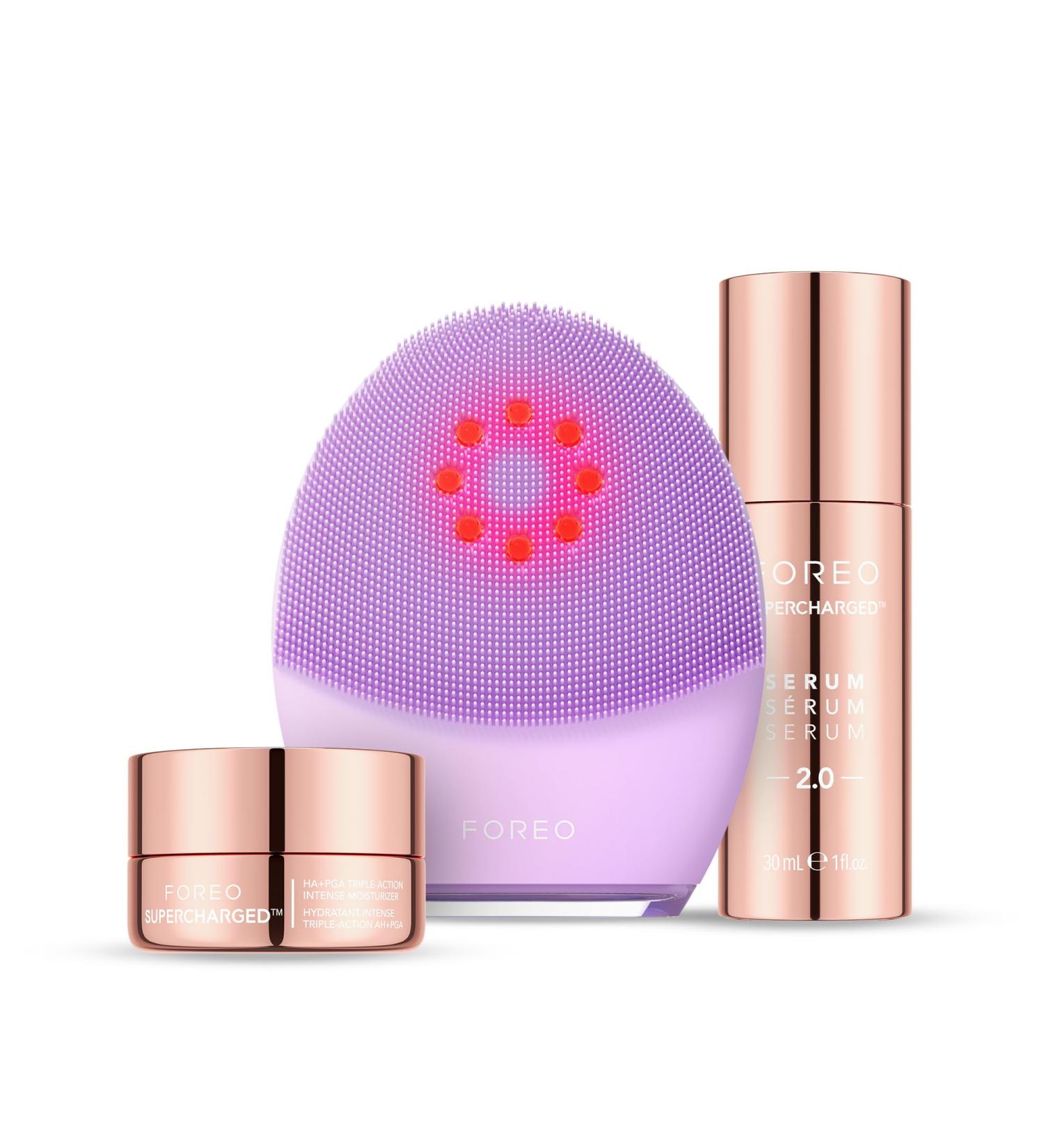 FOREO Firm & Clean Bundle - Luna 4 Plus Sensitive Cleansing Brush + SERUM 2.0 + Night Mask - Near Infrared Light Therapy Set - Buy Online on GoSupps.com