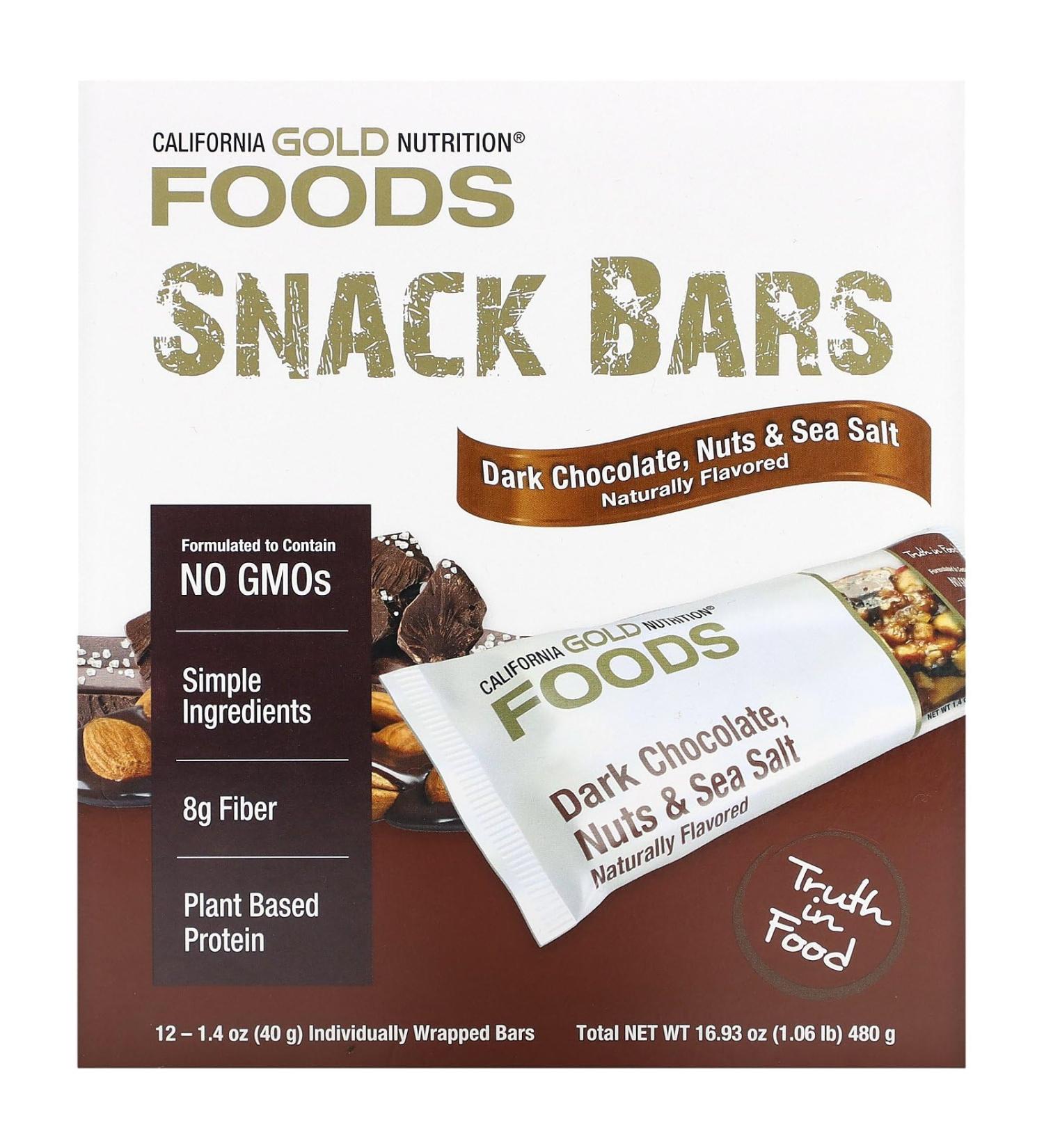 Buy California Gold Nutrition Dark Chocolate Nut & Sea Salt Snack Bars - 12 Pack (1.4 oz Each) - Healthy International Shipping - Buy Online on GoSupps.com