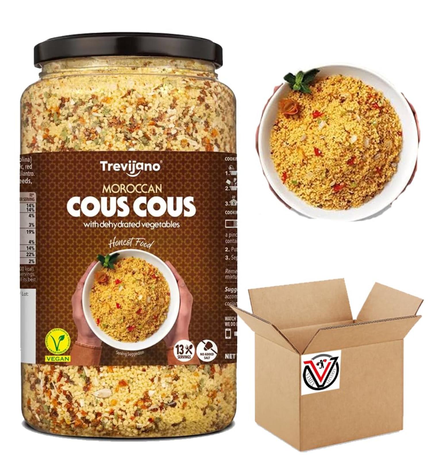 Moroccan Cous Cous with Vegetables 1kg Jar - Suitable for Vegans - Buy Online on GoSupps.com