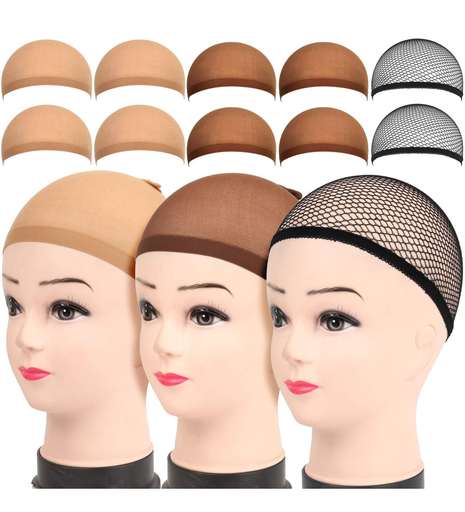 LEOBRO 10 Pack Wig Caps - Brown & Black Stocking & Mesh Caps for Women, Men & Halloween Cosplay - Buy Online on GoSupps.com
