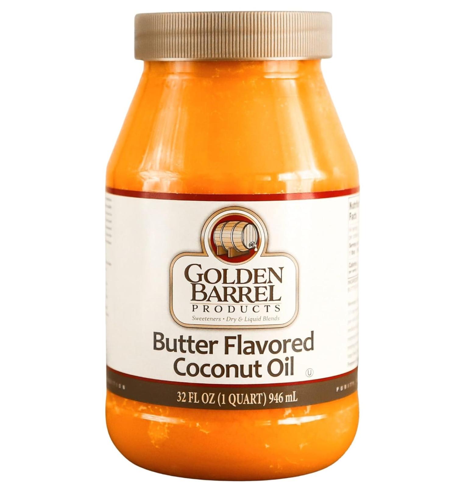 Golden Barrel Butter Flavored Coconut Oil - 32 Fl Oz (Pack of 1) - Premium Quality - Buy Online on GoSupps.com