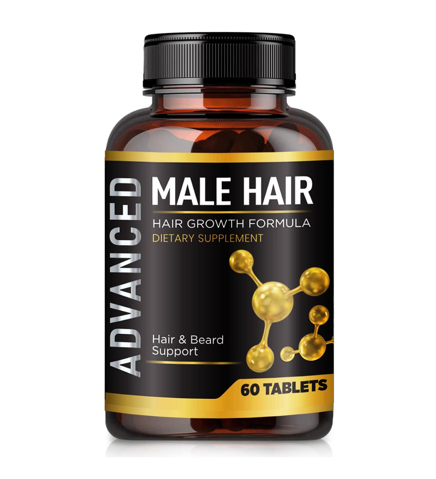 Men's Hair Growth Vitamins - DHT Blocker & Beard Growth Supplement for Thicker, Fuller Hair. Support Thinning Hair with Biotin - Regrow & Strengthen Hair - Buy Online on GoSupps.com