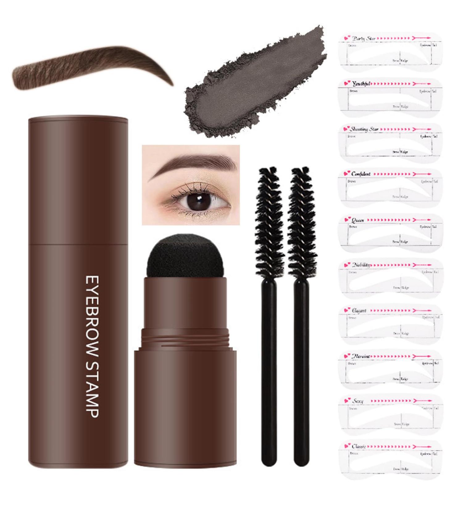 LXZJJM Eyebrow Stamp Stencil Kit - Long-lasting Smudge-free Brow Makeup | Natural and Smooth Texture | Multifunctional | Includes 10 Brow Shapes & Stamps | Reusable eyebrow stencils (04#black) - Buy Online on GoSupps.com