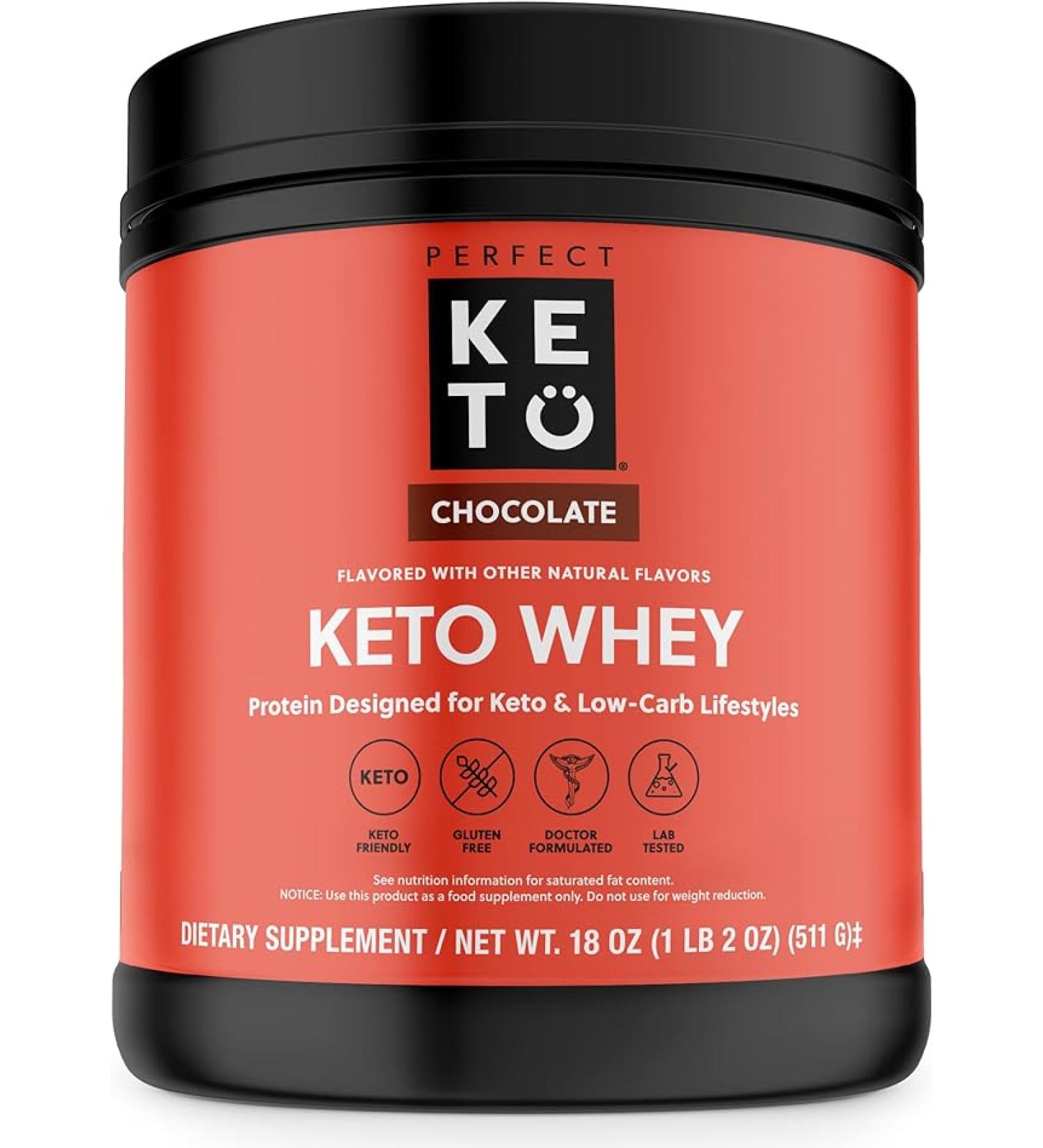 Perfect Keto Pure Whey Protein Powder Isolate Delicious 100% Grass Fed Meal Replacement Shake No Artificials Gluten Free Soy Free Non-GMO (Chocolate) - Buy Online on GoSupps.com