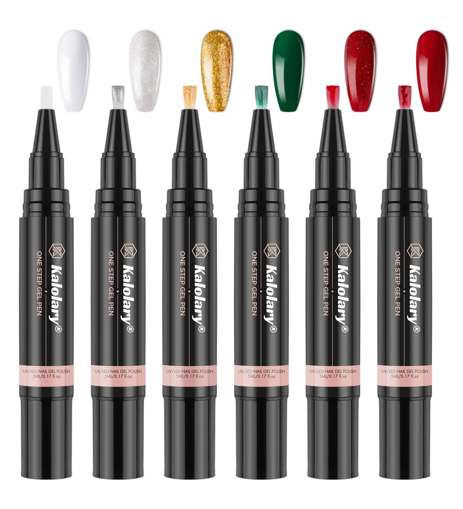 Kalolary 6 Colors Nail Polish Pen - 3 in 1 Gel Pen Brush for DIY Nail Art at Home Salon - Buy Online on GoSupps.com