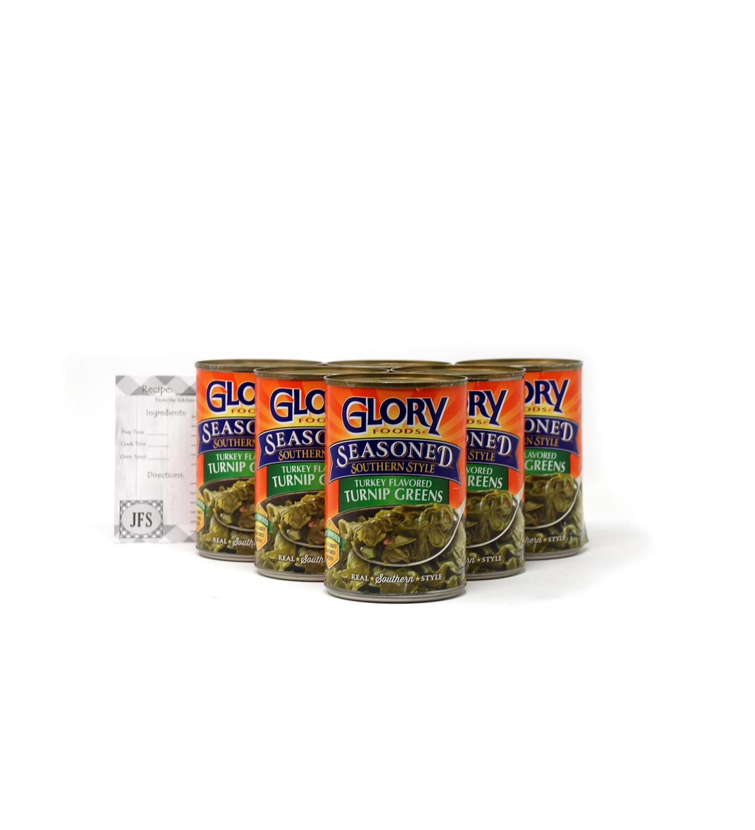 Glory Smoked Turkey Flavored Turnip Greens - 14.5oz Cans (Pack of 6) with JFS Recipe Card - Buy Online on GoSupps.com