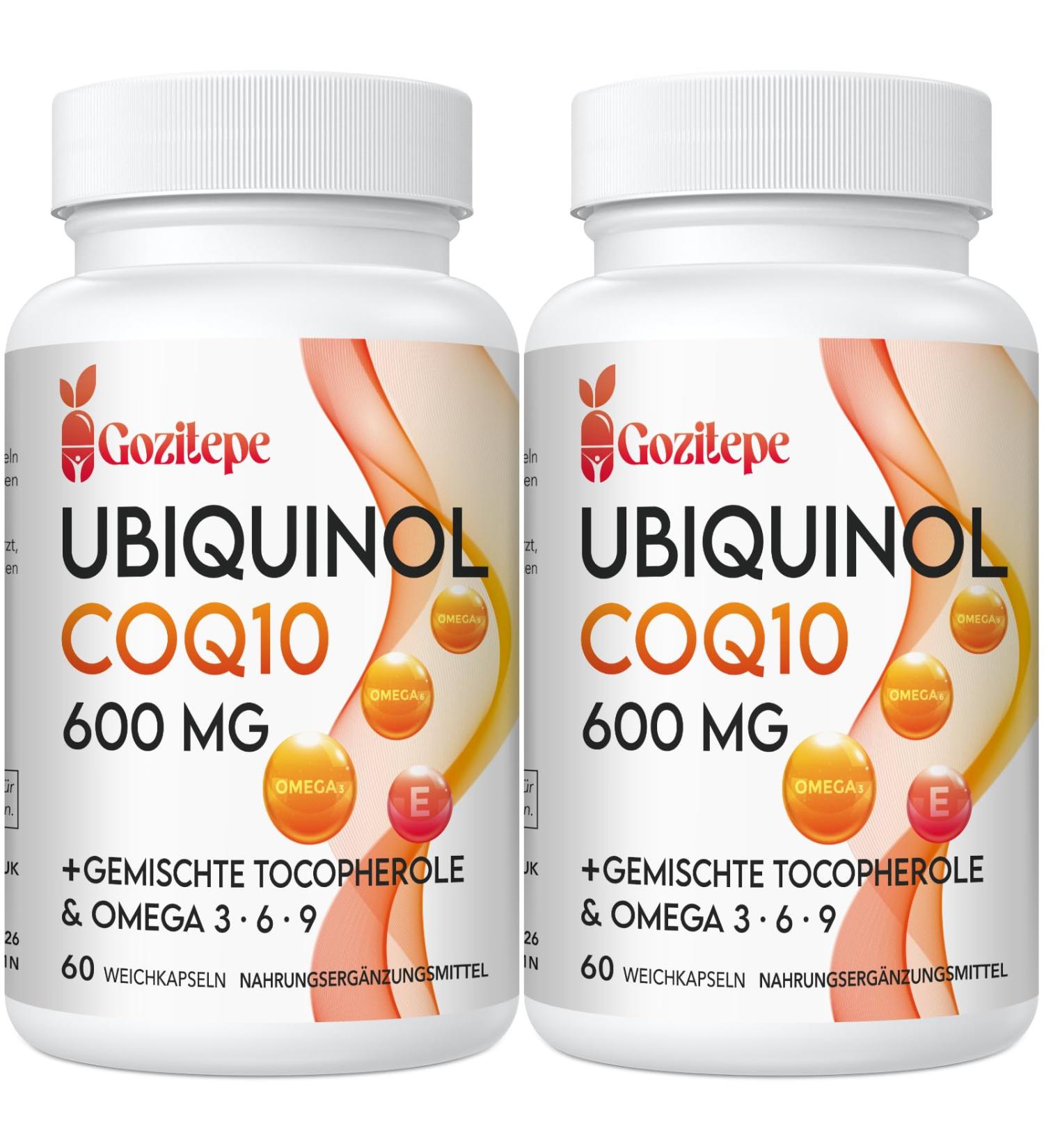 Ubiquinol CoQ10 600 mg Soft Capsules with Omega 3 6 9 & Vitamin E - High Absorption Coenzyme Q10 Supplement (120 Capsules 2-Pack) - Buy Online on GoSupps.com