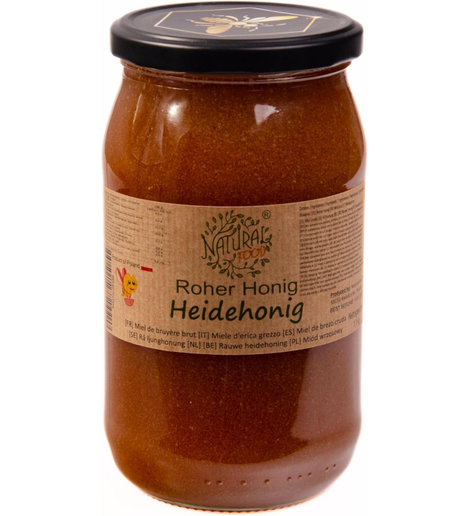 Natural Raw Honey 1.1 kg - Unfiltered & Additive-Free - Directly from Beekeeper - Perfect Gift Idea - Heidehonig - Buy Online on GoSupps.com