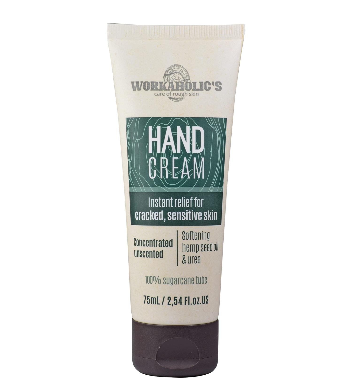 Workaholics Hand Cream for Dry & Cracked Hands - Hemp Oil & Urea - Fast Absorbing 75ml | Optimal Care for Men & Women - Buy Online on GoSupps.com