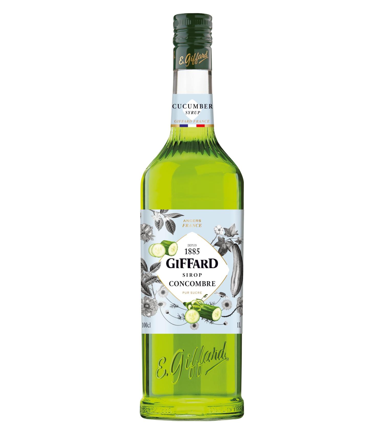 Giffard - Cucumber Flavor Syrup - Recipe and Made in France - Light and fresh - 1 Liter