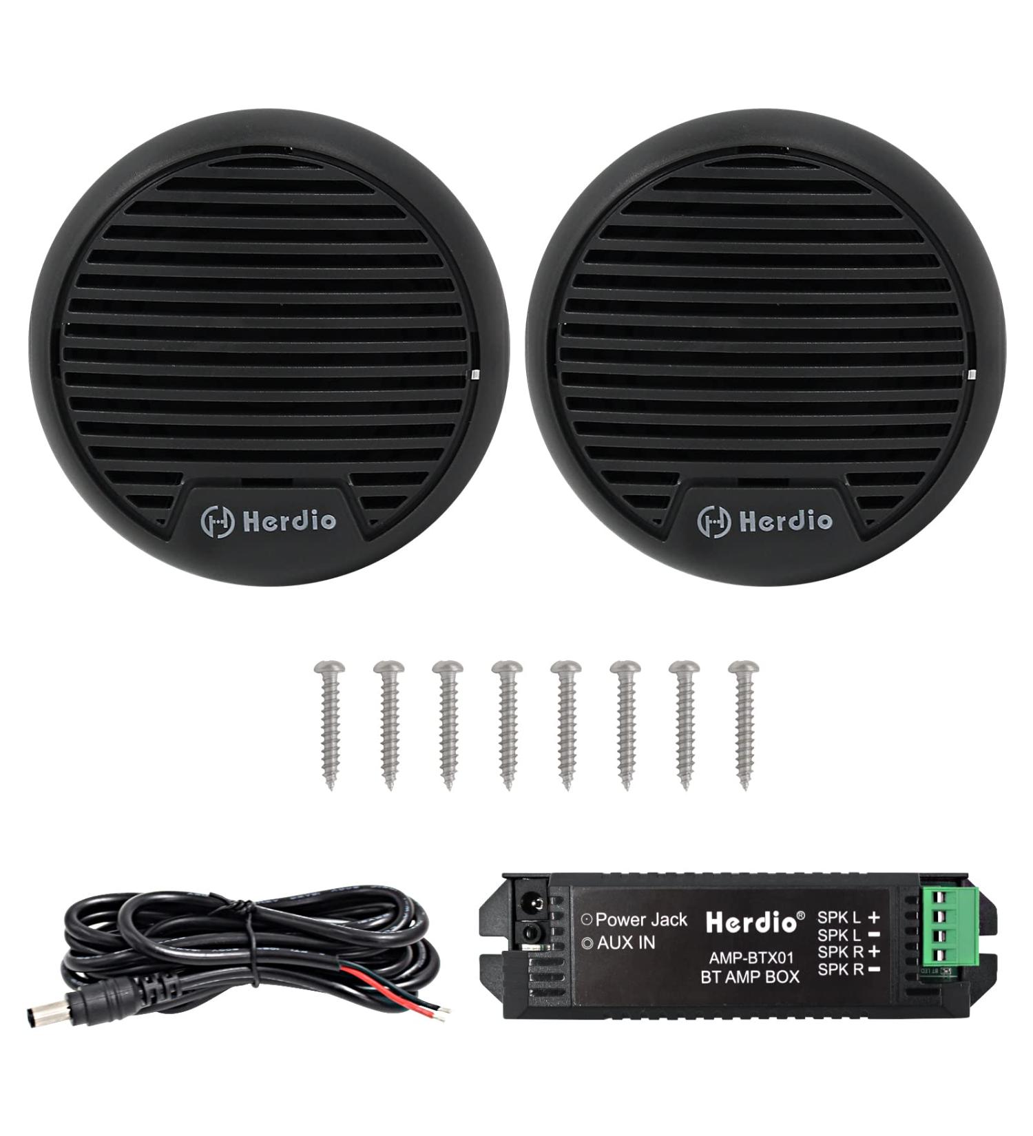 Herdio 3 Marine Bluetooth Speakers - 140 Watt Max Power (Black) | Waterproof Boat, Motorcycle, Hot Tub Stereo - Buy Online on GoSupps.com