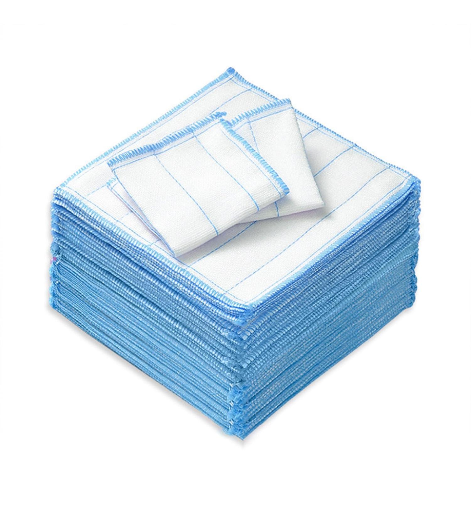 20 Piece Set of GBHRD Cloths 8-Layer White Blue Cotton Yarn Scouring Pad Set Absorbent Kitchen Non Greasy Mesh Dishwashing Towels Suitable for Kitchen Bathroom and Cleaning Counters. - Buy Online on GoSupps.com