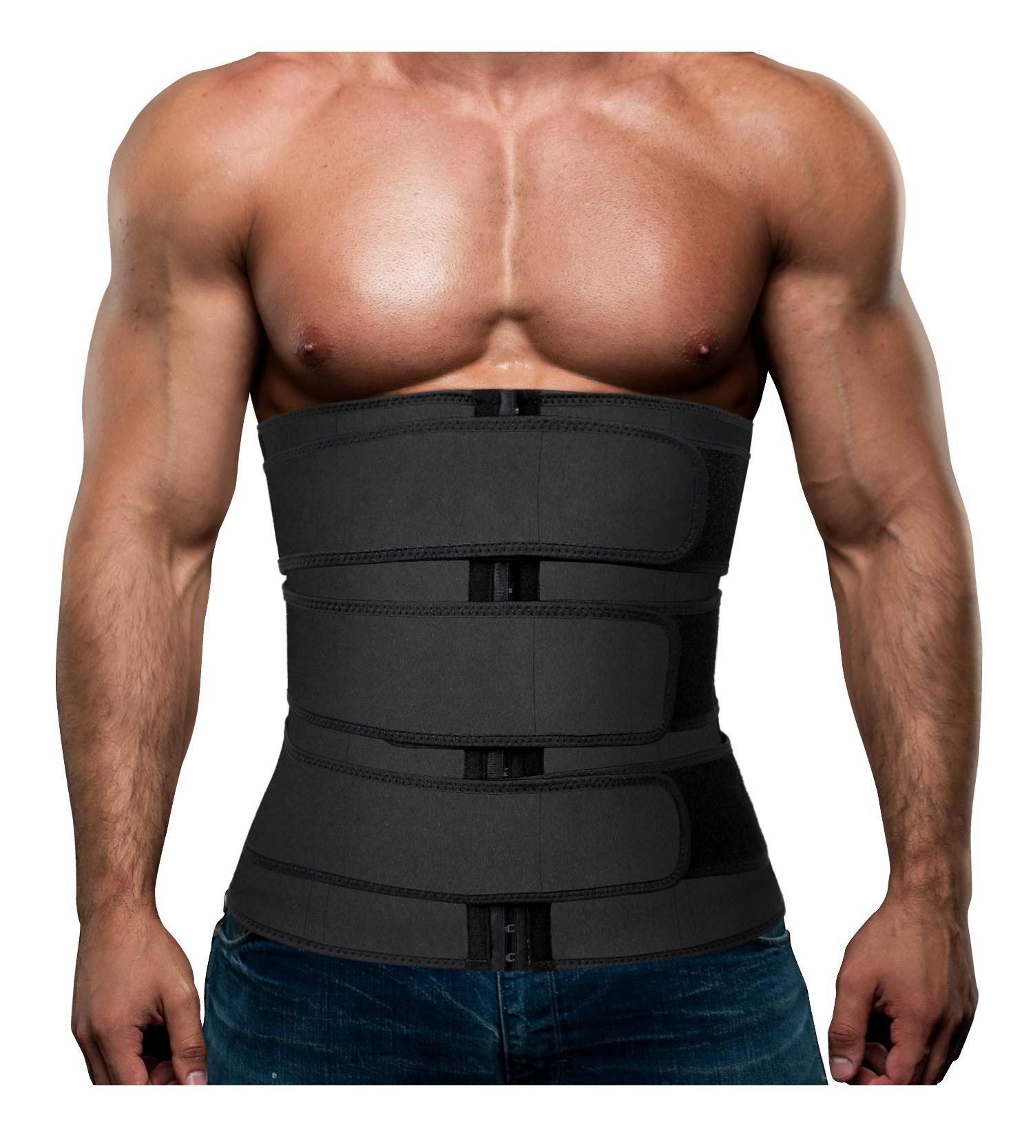 Hidyliu Men's Neoprene Waist Trainer Sauna Sweat Trimmer Cincher - Black, Medium - Buy Online on GoSupps.com