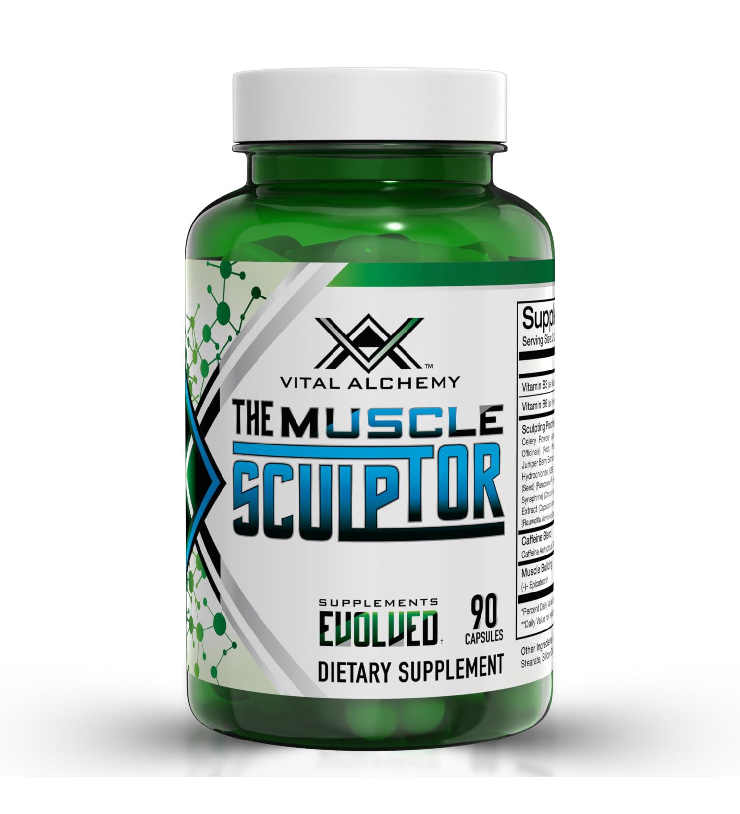 Vital Alchemy The Muscle Sculptor Muscle Builder with Vitamin B3 B6 Phosphatidylserine Epicatechin & Cayenne Supports Muscle Growth Focus Energy & Protein Synthesis Made in USA 90 Capsules - Buy Online on GoSupps.com