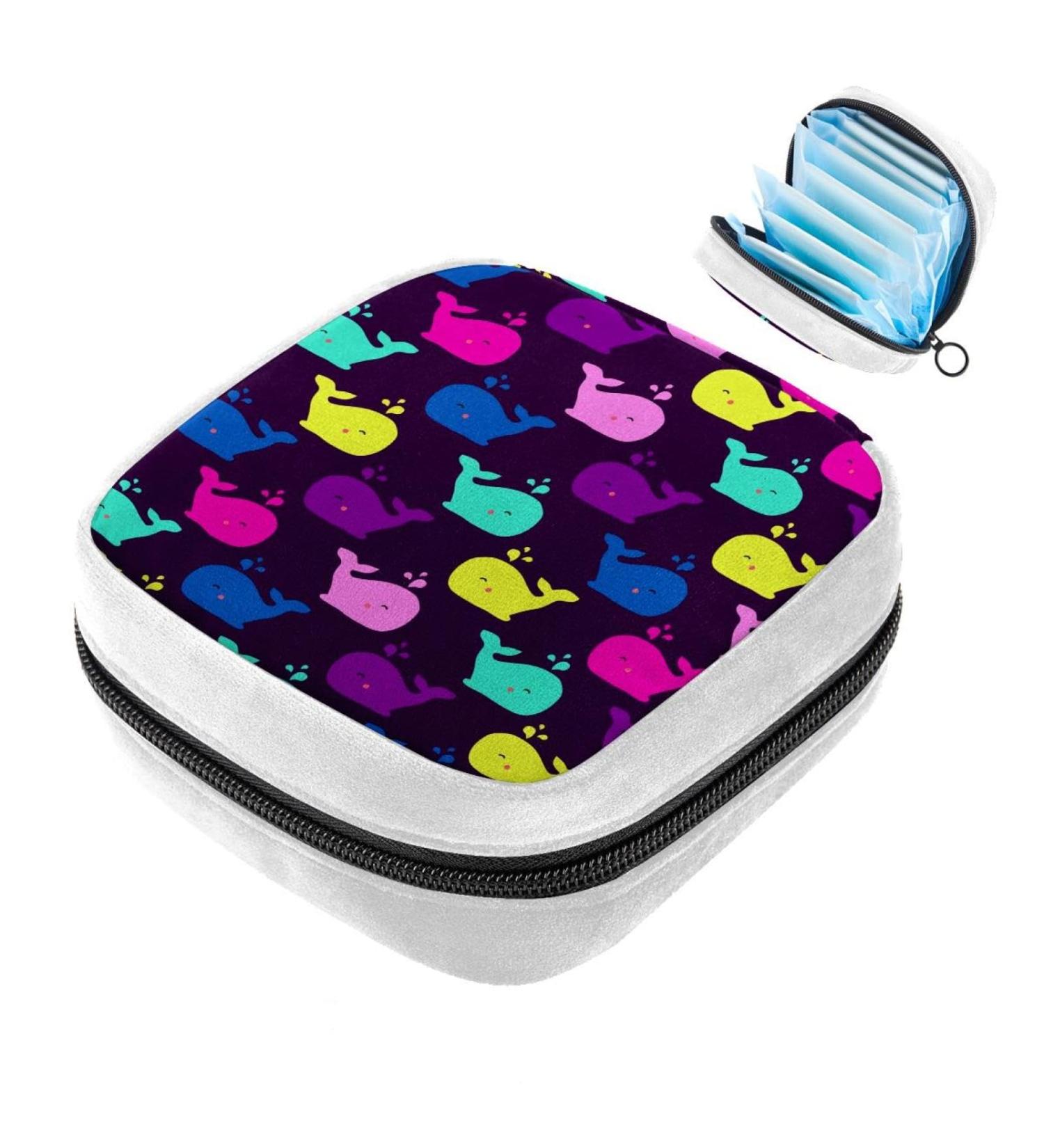 Colorful Whale Background Sanitary Napkin Storage Bag - Period Tampon Makeup Pad Pouch Color2775 - Buy Online on GoSupps.com