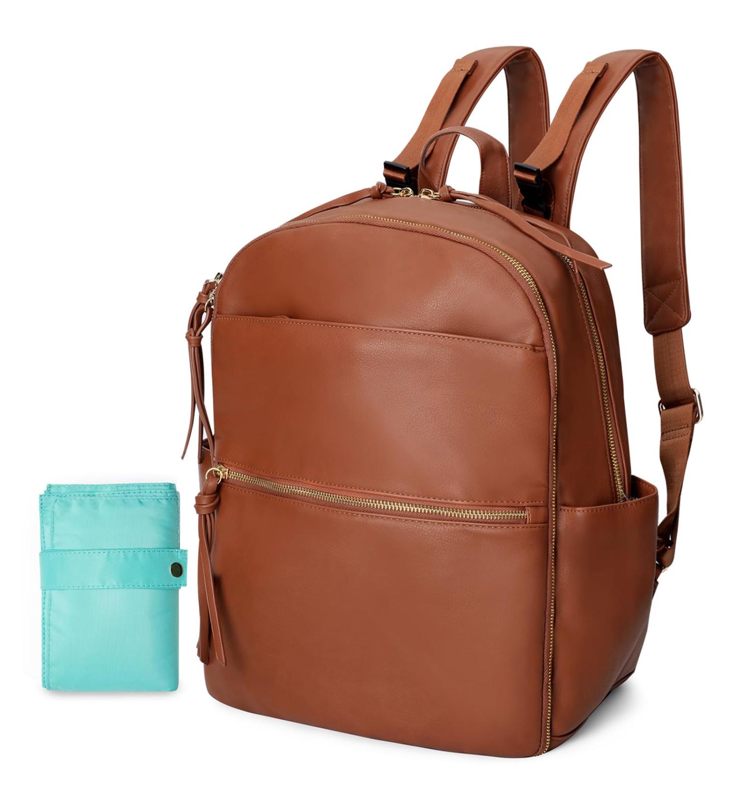 Buy Miss Fong Diaper Bag Backpack - Stylish Leather with 18 Organizers & Changing Pad - Brown | International Shipping - Buy Online on GoSupps.com