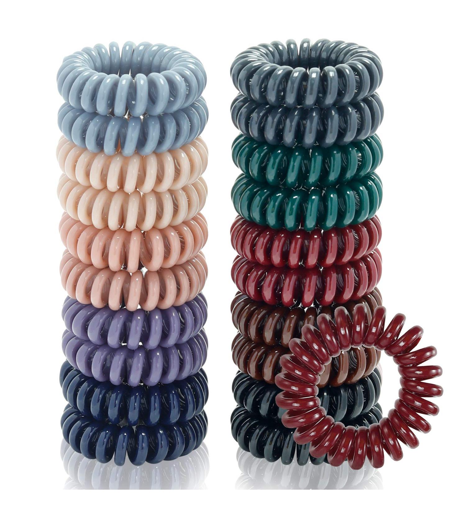 Spiral Hair Ties 20 Pcs Set - TailaiMei No Crease Coil Phone Cord Hair Ties for Thick Hair - Women Ponytail Holders (10 Colors) - Buy Online on GoSupps.com