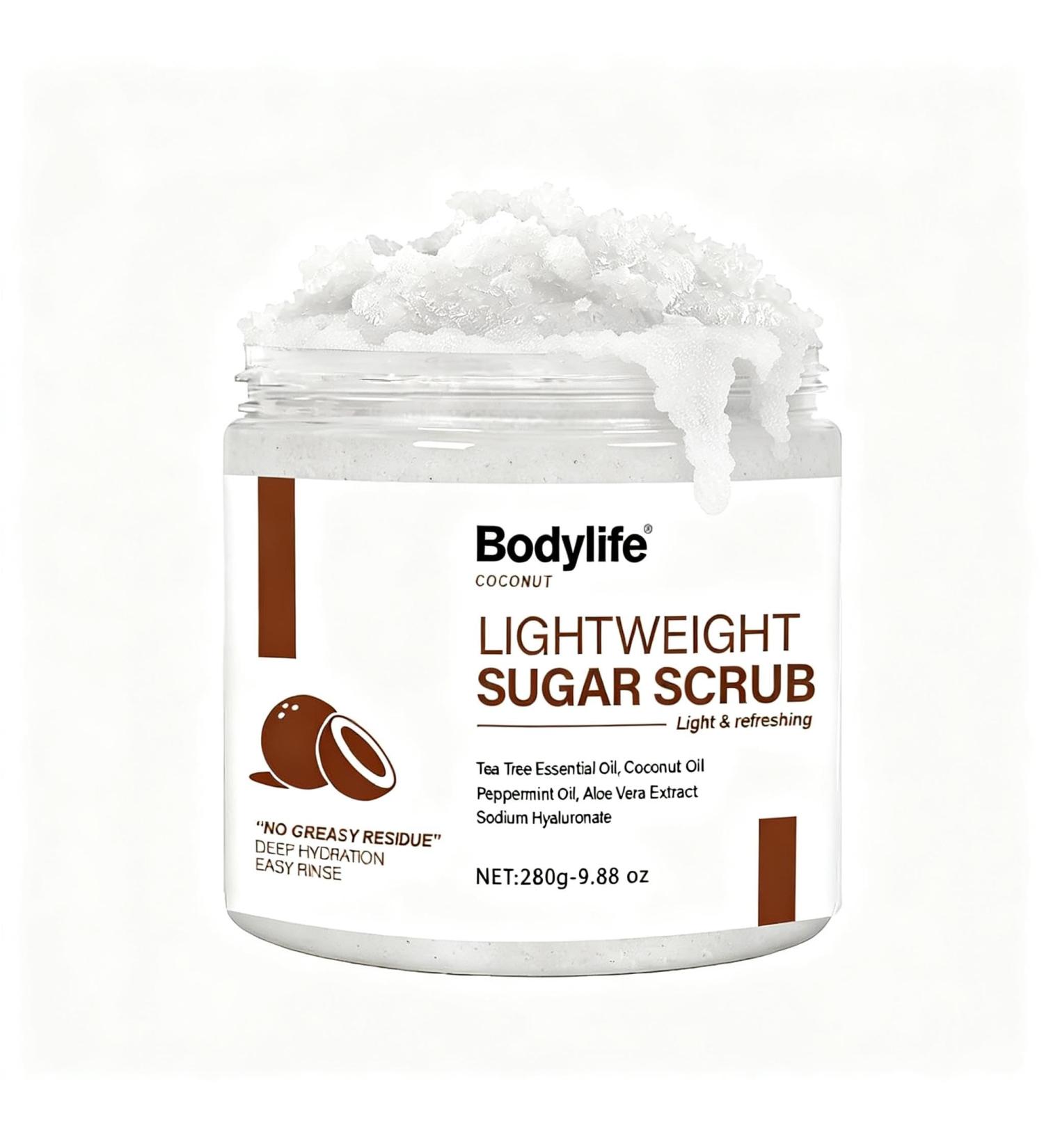 Coconut Sugar Scrub for Body Face & Feet - Suitable for Sensitive Skin Vegan Natural Non-Greasy with Coconut Oil & Aloe Vera Gentle Moisturizing Exfoliator(9.88 Oz) - Buy Online on GoSupps.com