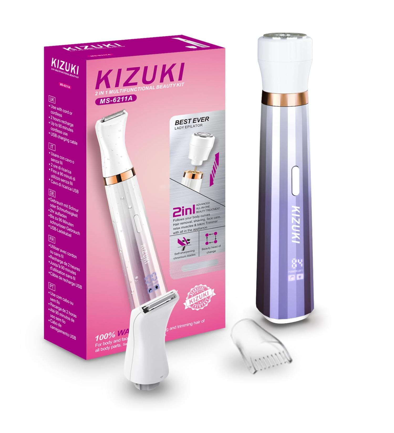 Bikini Trimmer for Women - 2 in 1 Electric Razor & Face Shaver | IPX7 Waterproof Rechargeable Hair Removal Kit for Underarms Legs & Private Areas - Buy Online on GoSupps.com