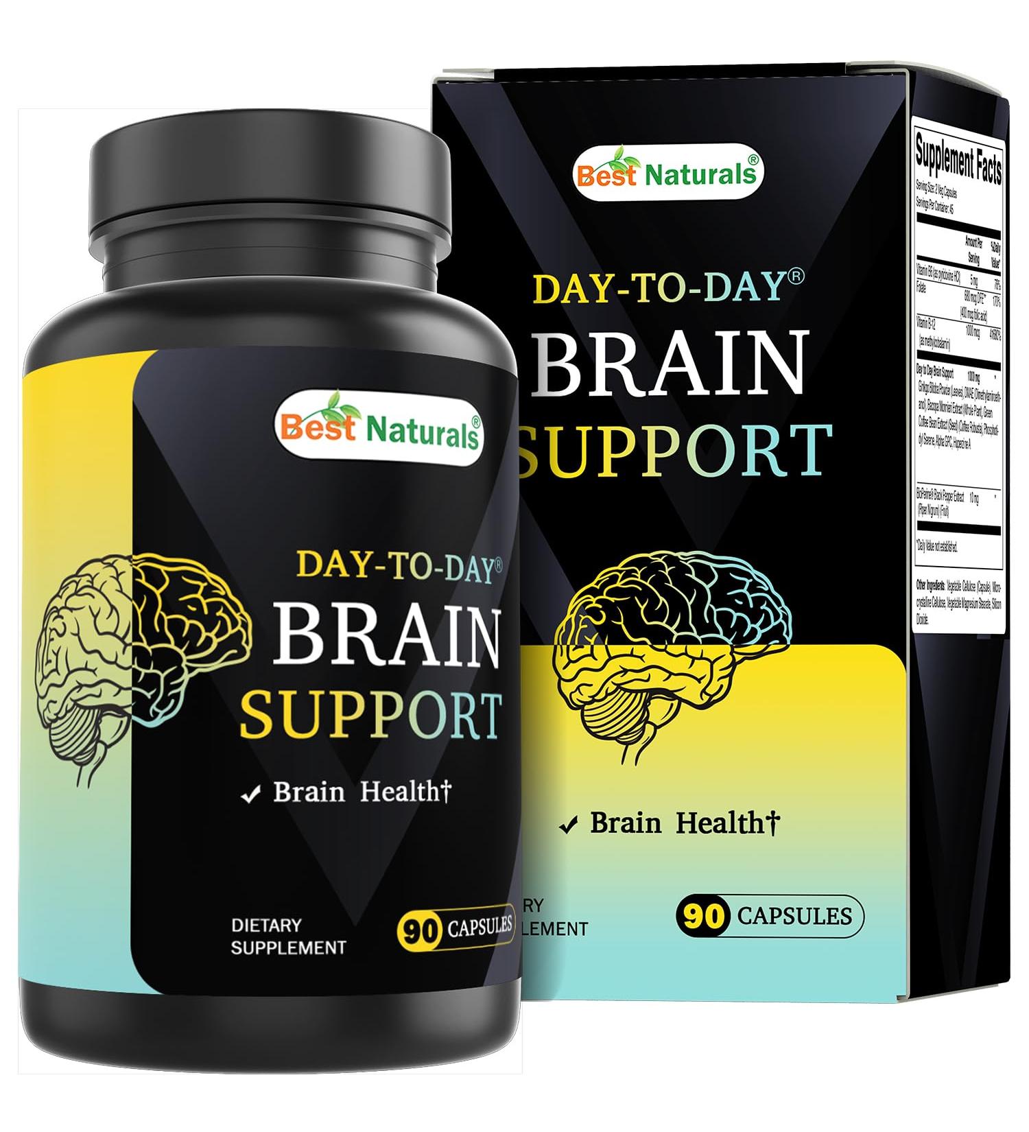 Best Naturals Day-to-Day Brain Support Supplement with Ginkgo Biloba DMAE Bacopa Green Coffee Phosphotidyl Serene Alpha GPC Huperzine A Folate B6 & B12 90 Veg Capsules 90 Count (Pack of 1) - Buy Online on GoSupps.com