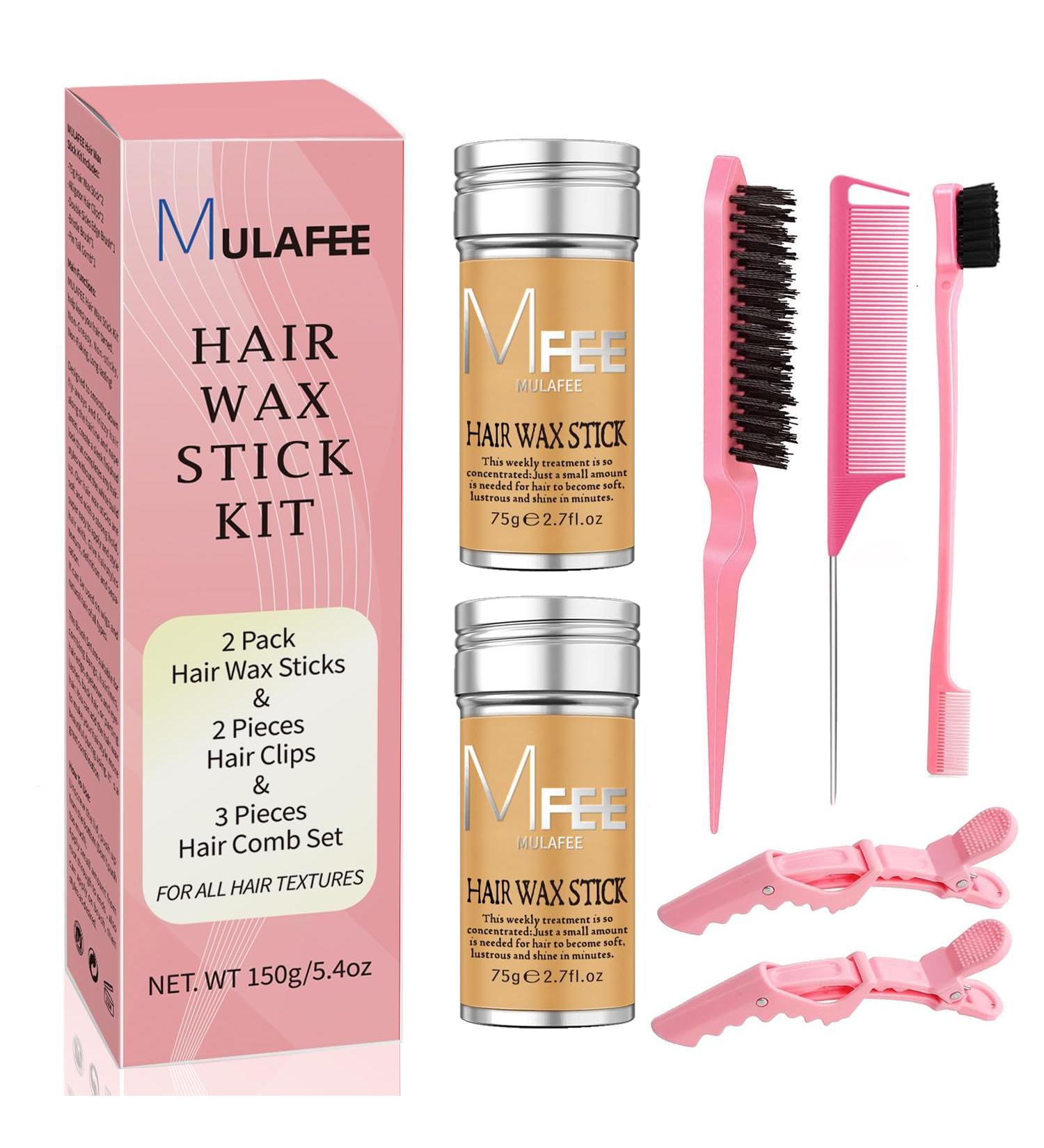 MULAFEE 2 Pack Hair Wax Stick Kit Wax Stick for Smooth Hair Wigs Non-Greasy Styling Wax for Fly Away and Edge Frizz Hair Slick Stick with Comb & Hair Clips Set - Buy Online on GoSupps.com