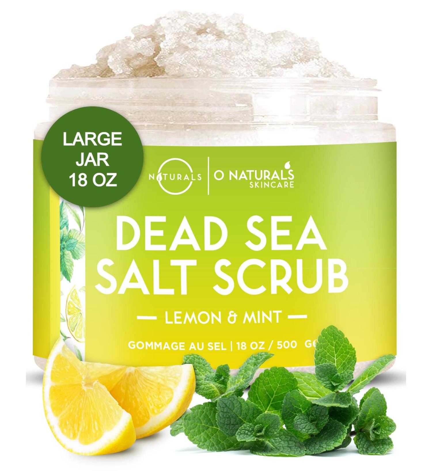 O Naturals Exfoliating Lemon Oil Dead Sea Salt Scrub | Anti-Cellulite & Acne Treatment | Deep-Cleansing Body Scrub with Essential Oils | 18oz - Buy Online on GoSupps.com