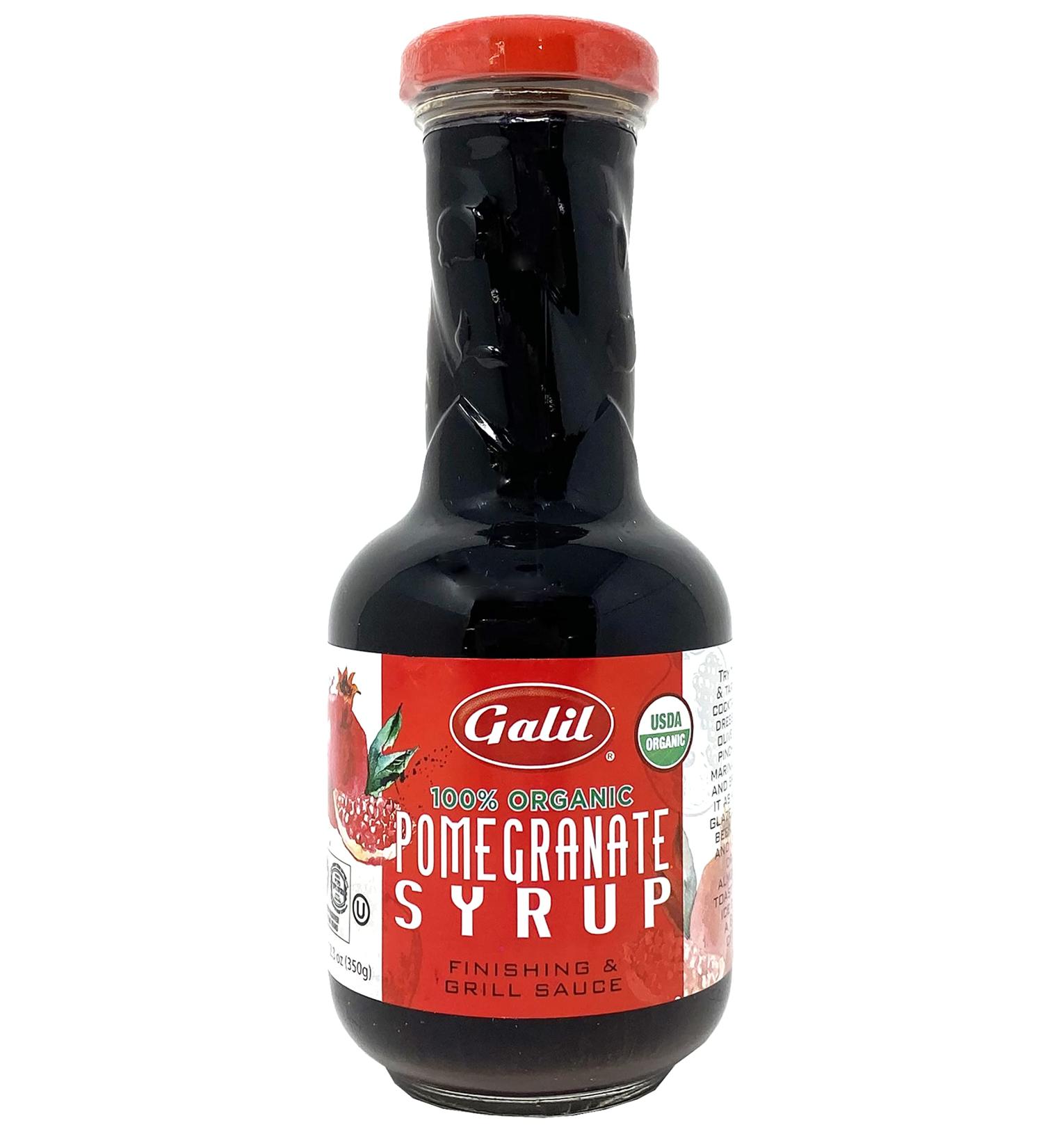 Galil USDA Organic Pomegranate Molasses 12.3oz - 100% Concentrated Juice, No Sugar, Vegan, Gluten-Free, Preservative-Free, Kosher - Buy Online on GoSupps.com