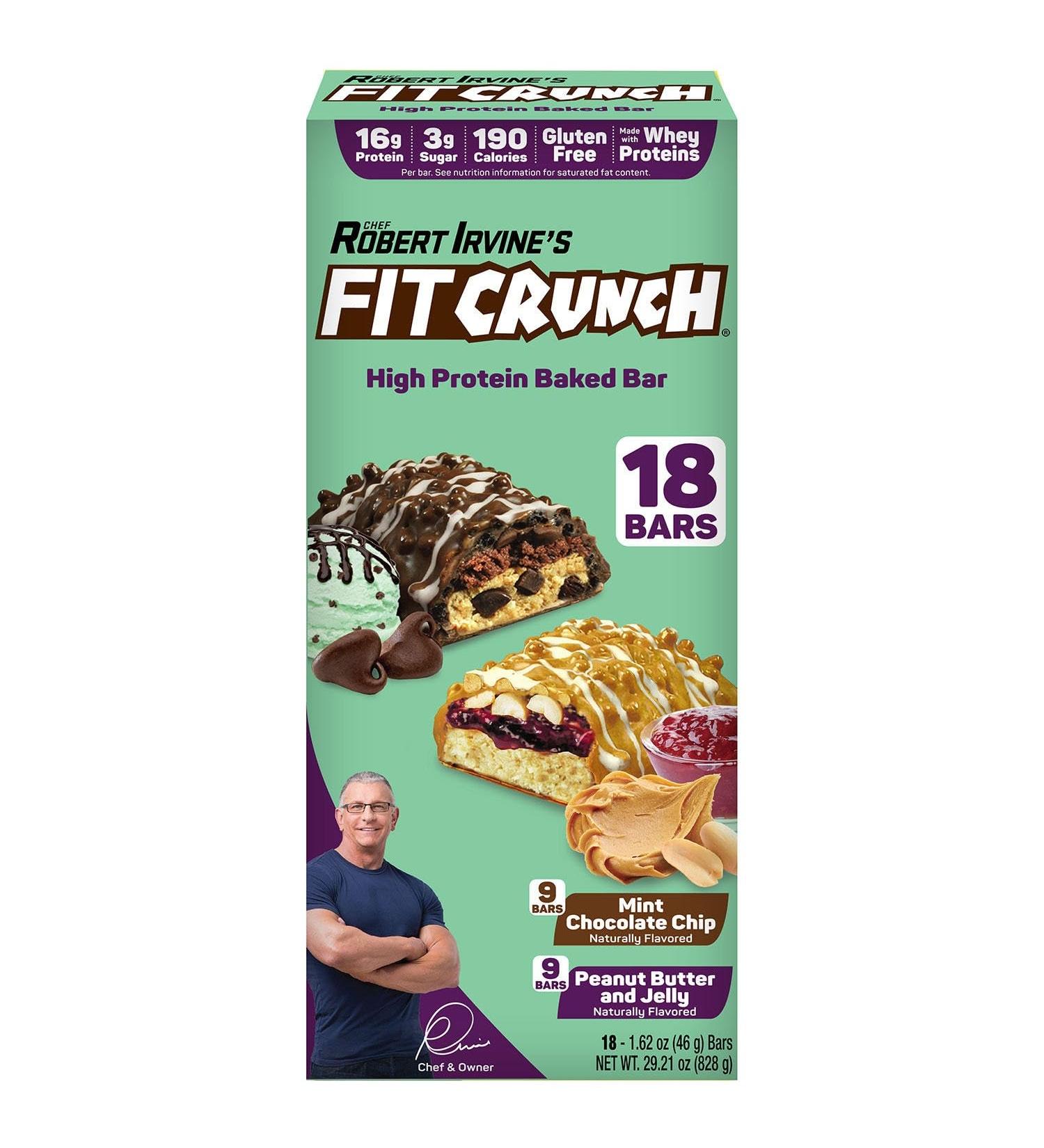 FITCRUNCH Protein Bars Snack Size Variety Pack Gluten Free (18 Bars Mint Chocolate Chip & Peanut Butter Jelly) - Buy Online on GoSupps.com