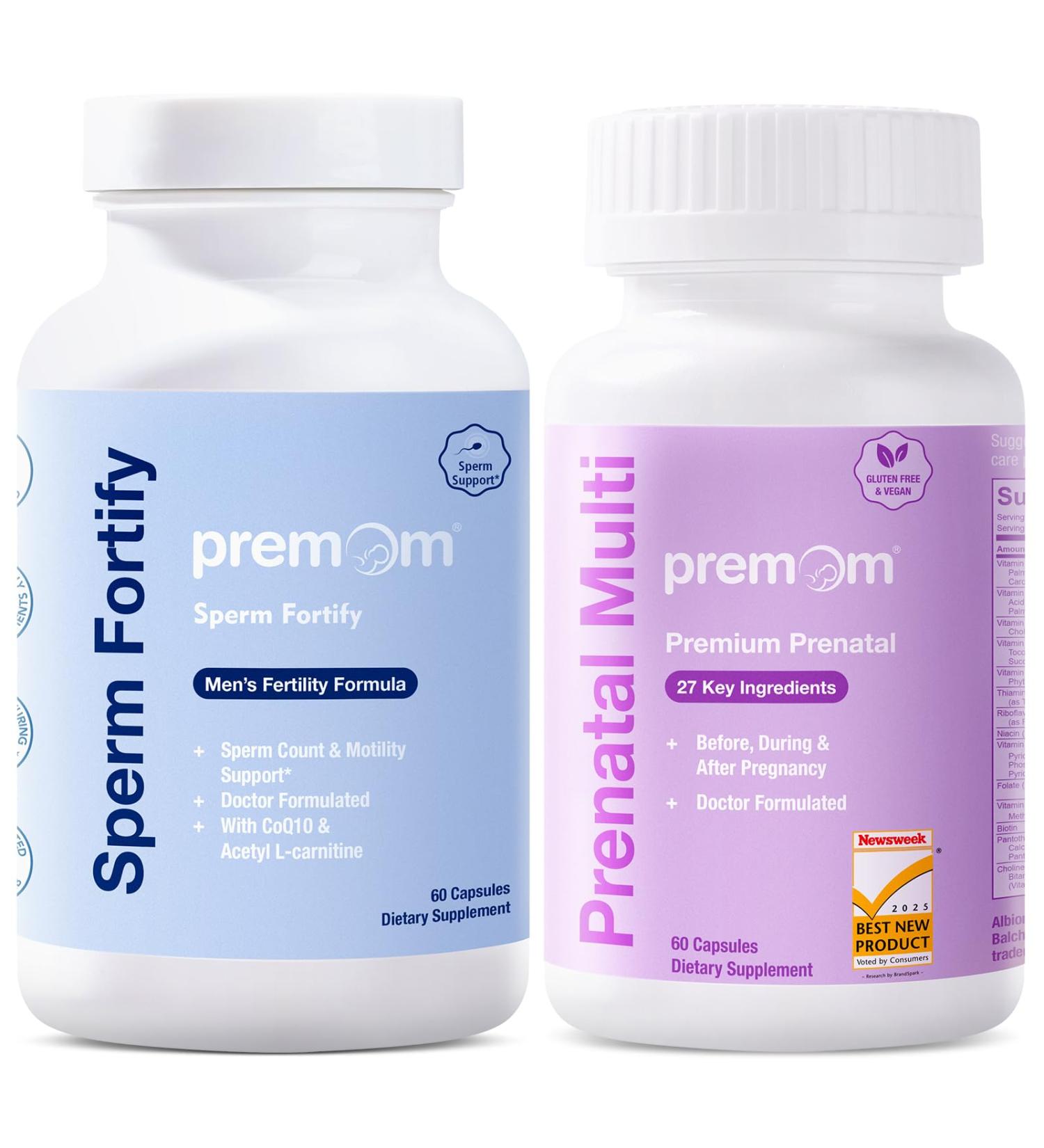 Premom Male Sperm Fortify Capsules - Male Fertility Supplements for Men - Prenatal Vitamins for Women Bundle Conception for Her Multivitamin 120 Count - Buy Online on GoSupps.com